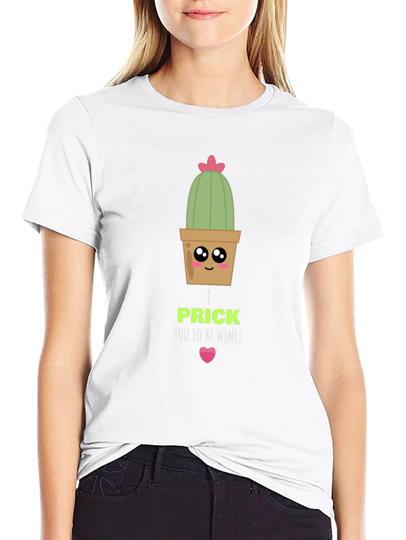 Black Cute Cactus Prick Valentine T-Shirt view 9