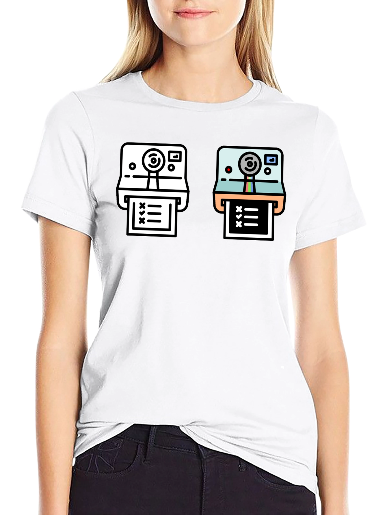 Black Retro Camera Print Black T-Shirt view 9