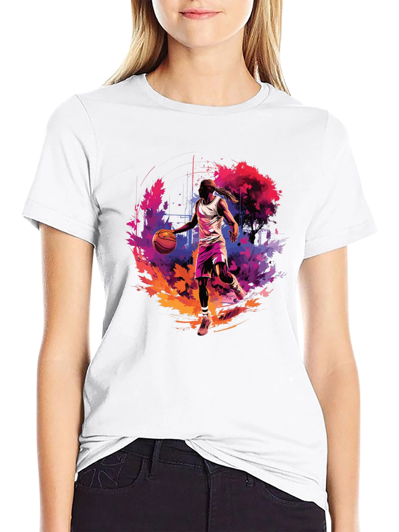 Black Basketball Player Graphic Print T-Shirt view 9