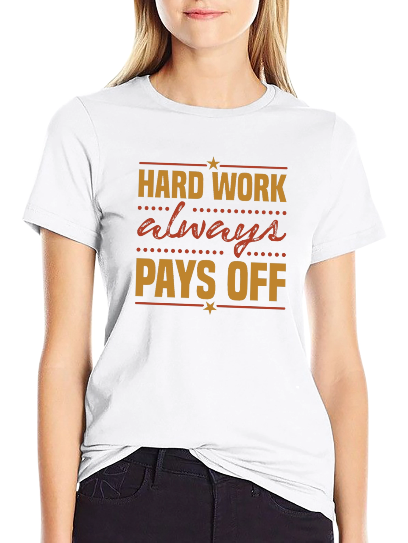 Black Hard Work Pays Off Graphic Tee view 9