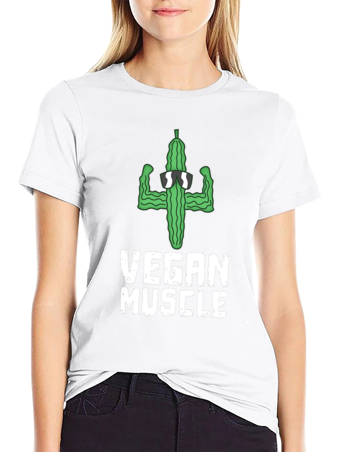 Black Vegan Muscle T-Shirt: Cucumber Gym Humor view 9
