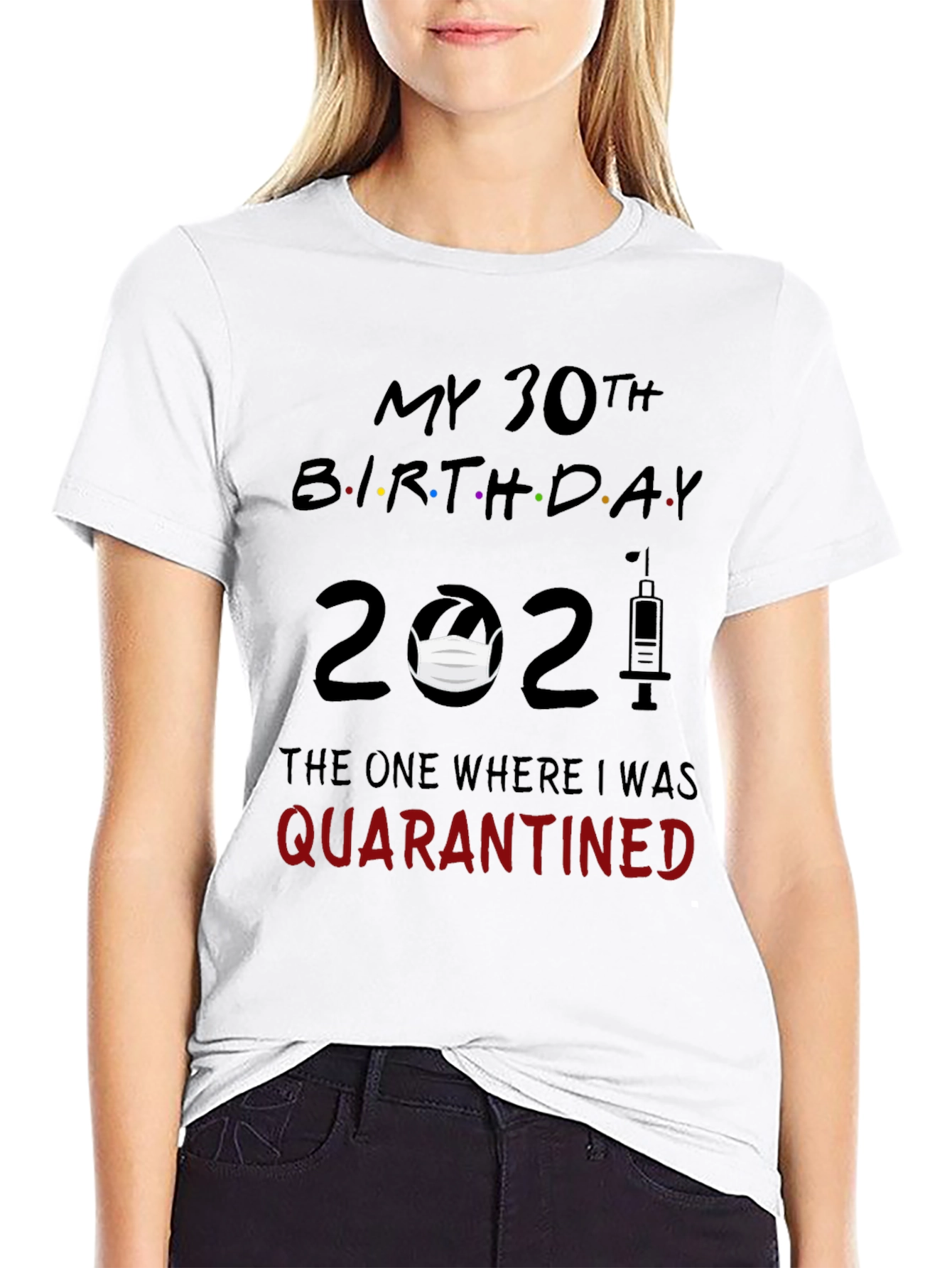 Black Quarantine 30th Birthday T-Shirt - Funny 2021 view 9