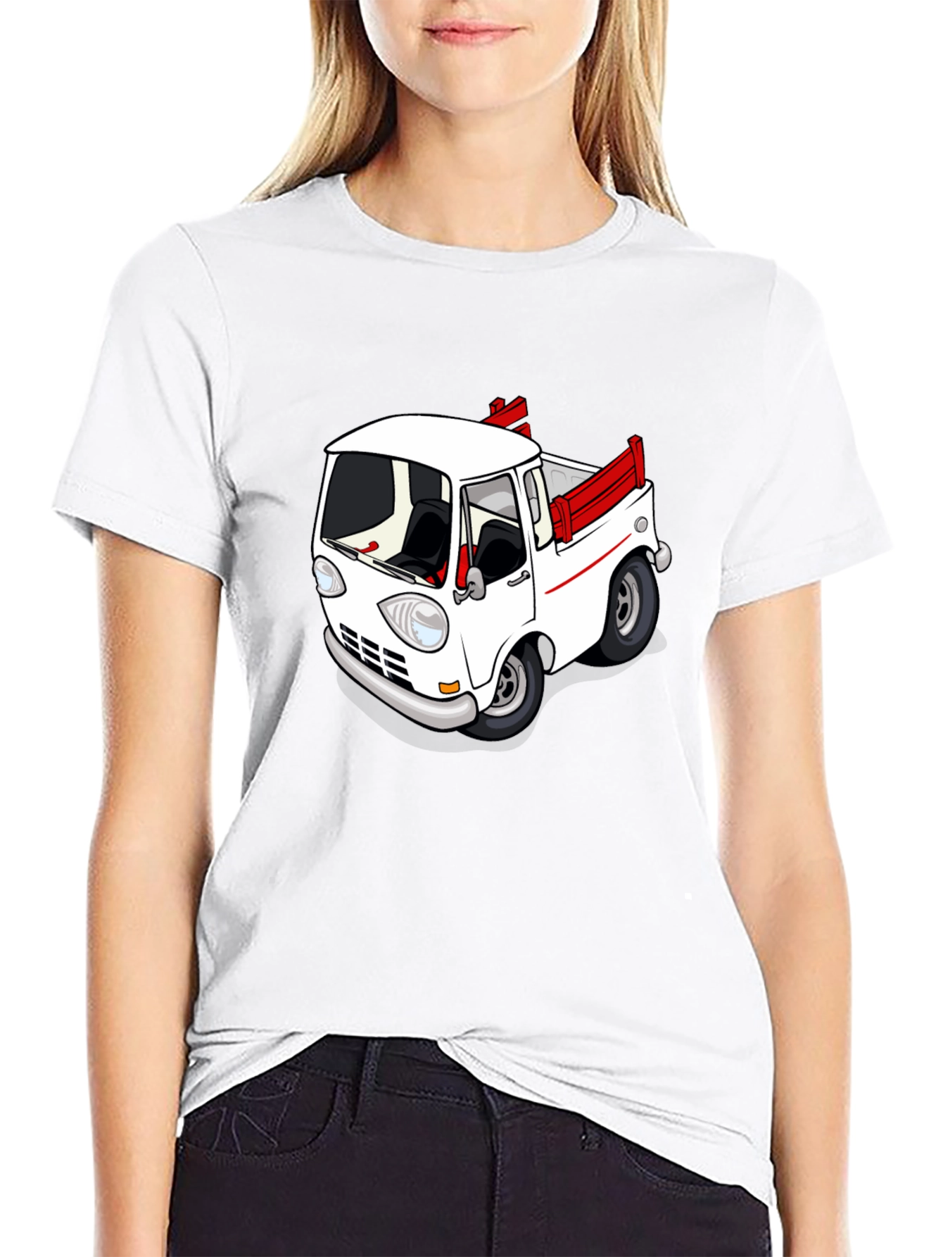 Black Cartoon Truck Graphic Tee - Classic Car Style view 9