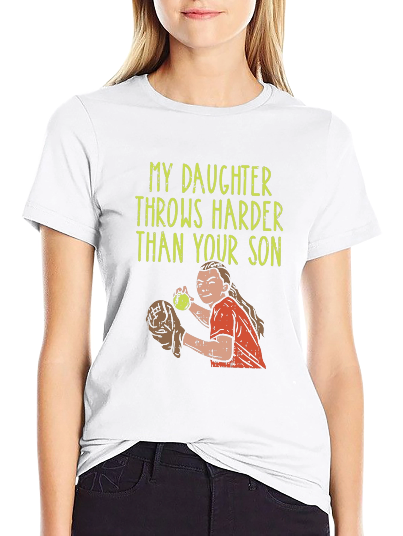 Black Daughter Throws Harder T-Shirt - Baseball/Softball view 9
