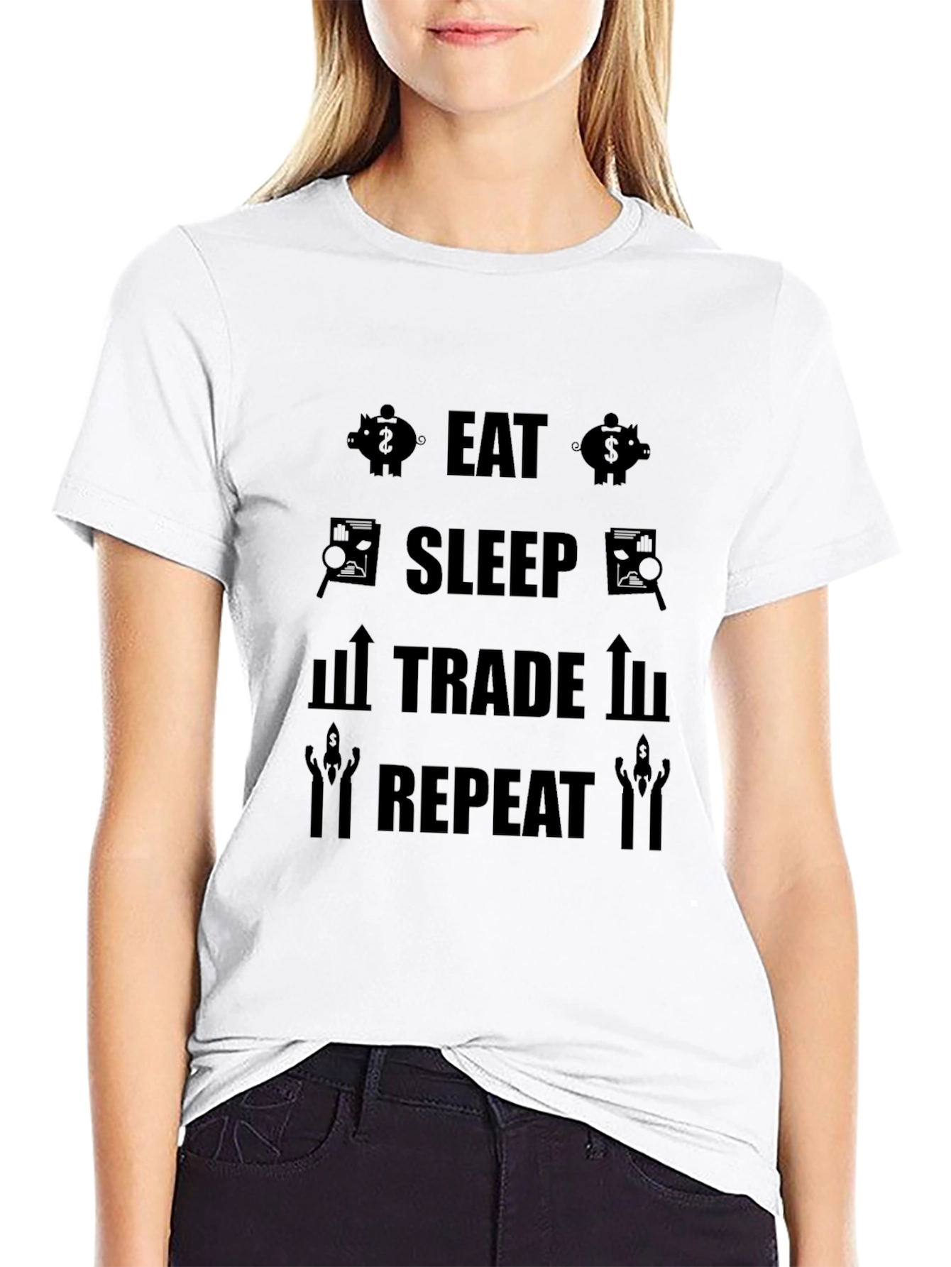 Black Eat Sleep Trade Repeat Graphic T-Shirt view 9