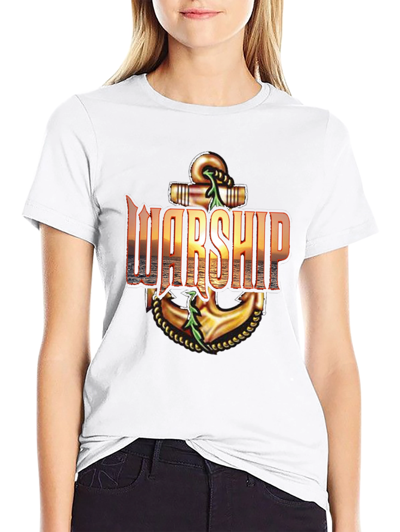 Black Warship Anchor Graphic Tee - Black Cotton view 9