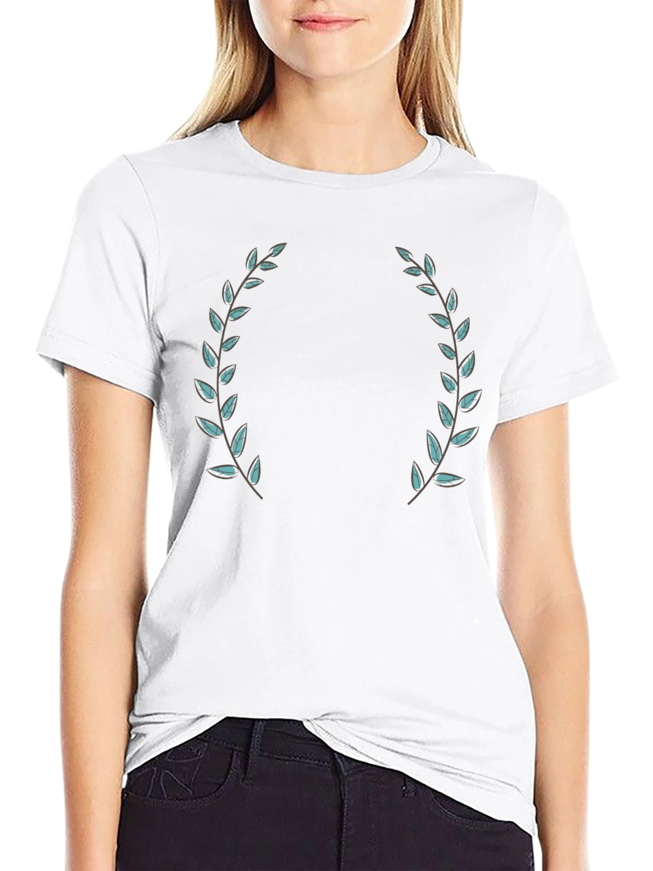 Black Black T-Shirt with Laurel Wreath Design view 9