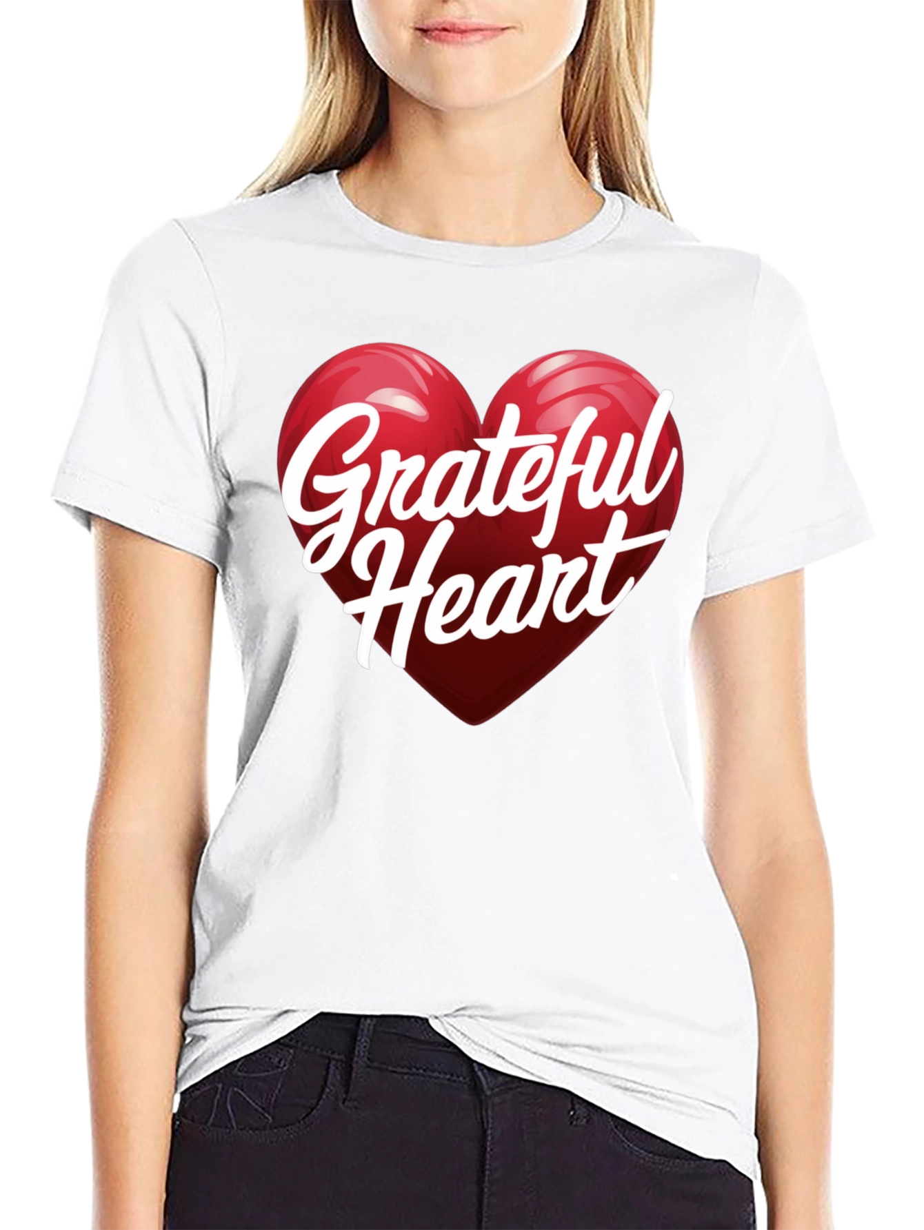 Black Grateful Heart Graphic T-Shirt - Stylish Unisex Top view 9