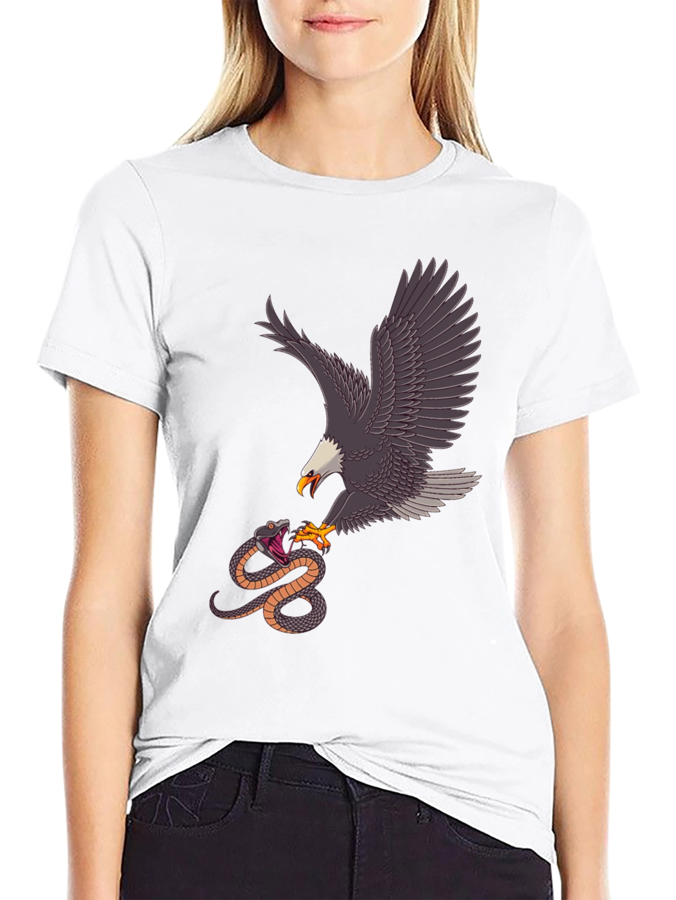 Black Eagle vs Snake Graphic Tee - Black view 9