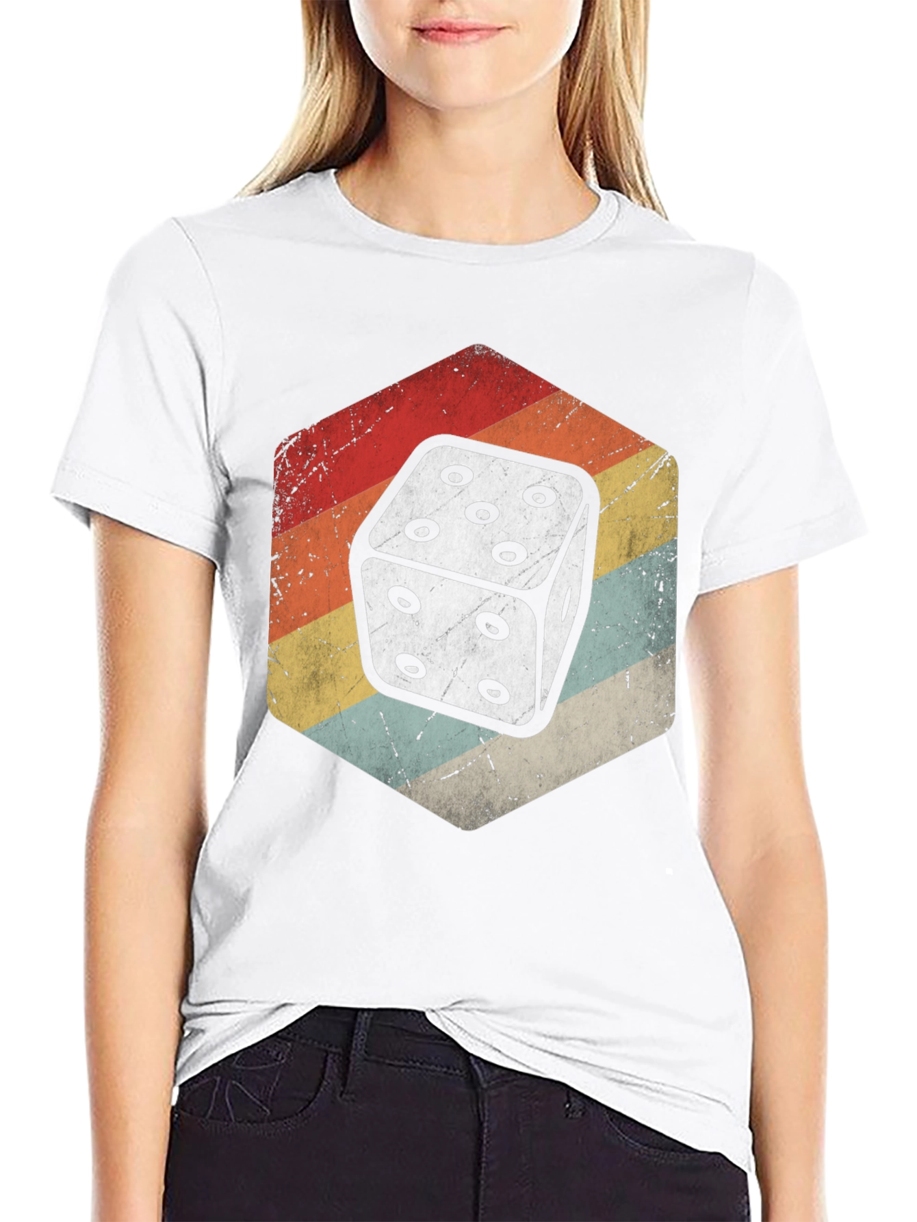 Black Retro Dice Graphic Tee view 9