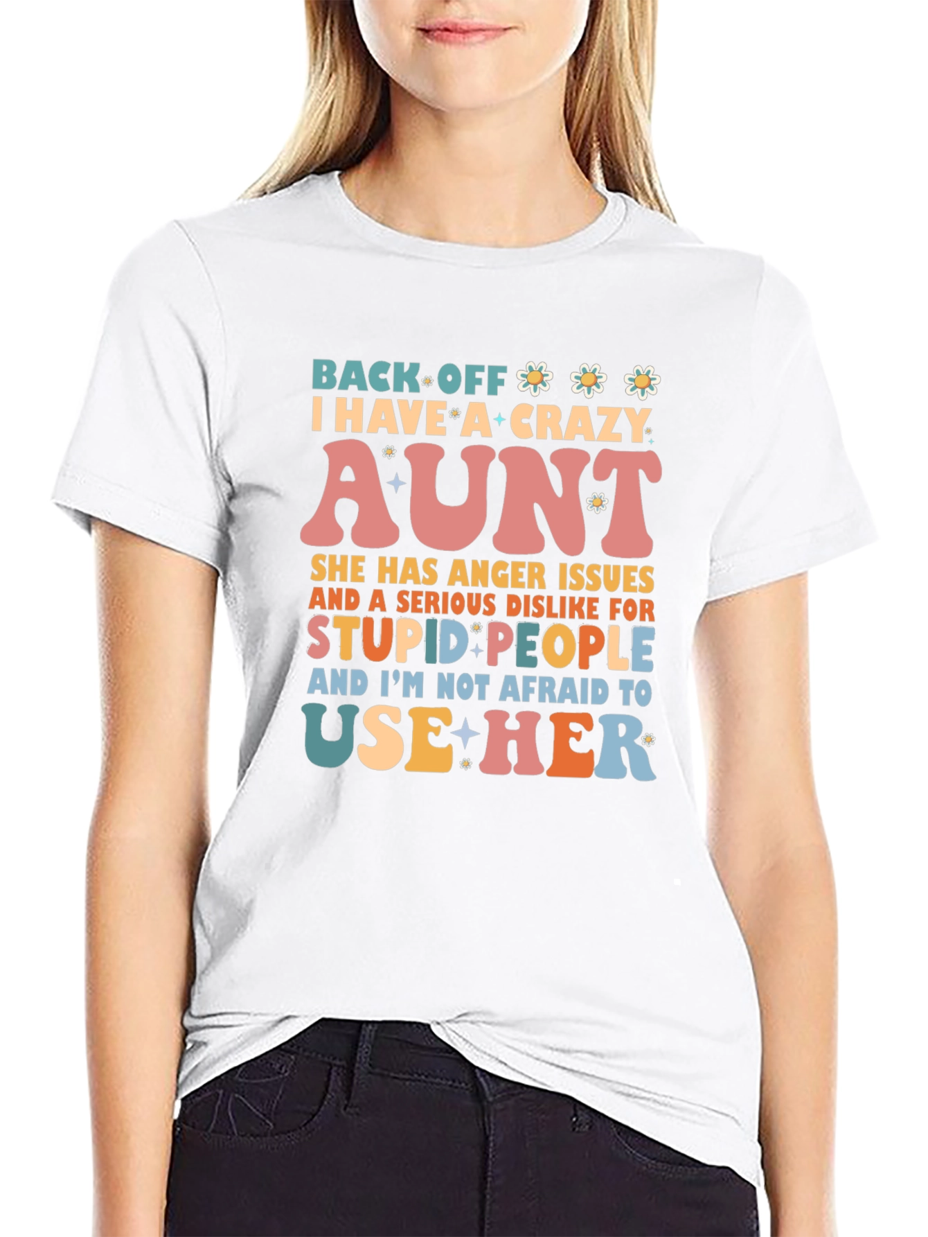 Black Crazy Aunt T-Shirt - Novelty Graphic Tee view 9