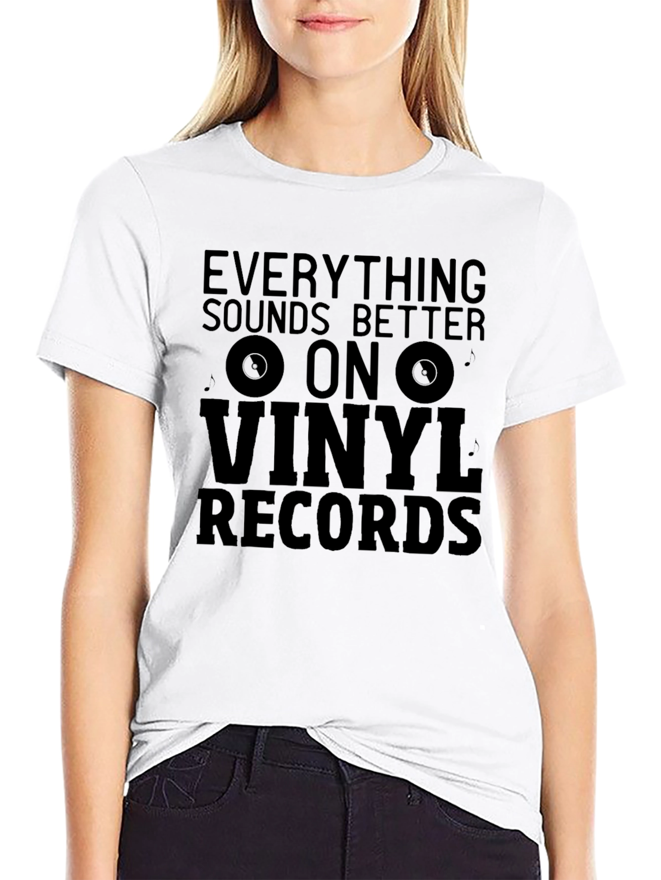Black Vinyl Records Graphic T-Shirt - Black view 9