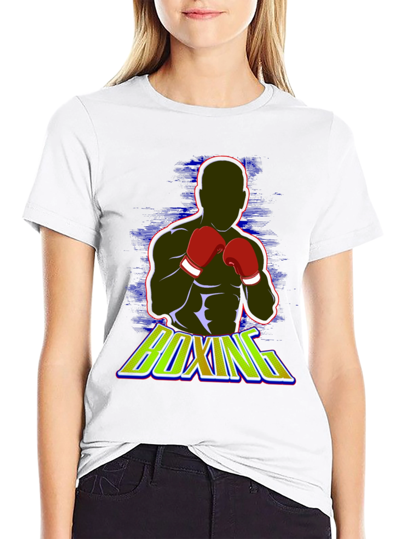 Black Boxing Graphic Tee - Black Cotton Blend T-Shirt view 9