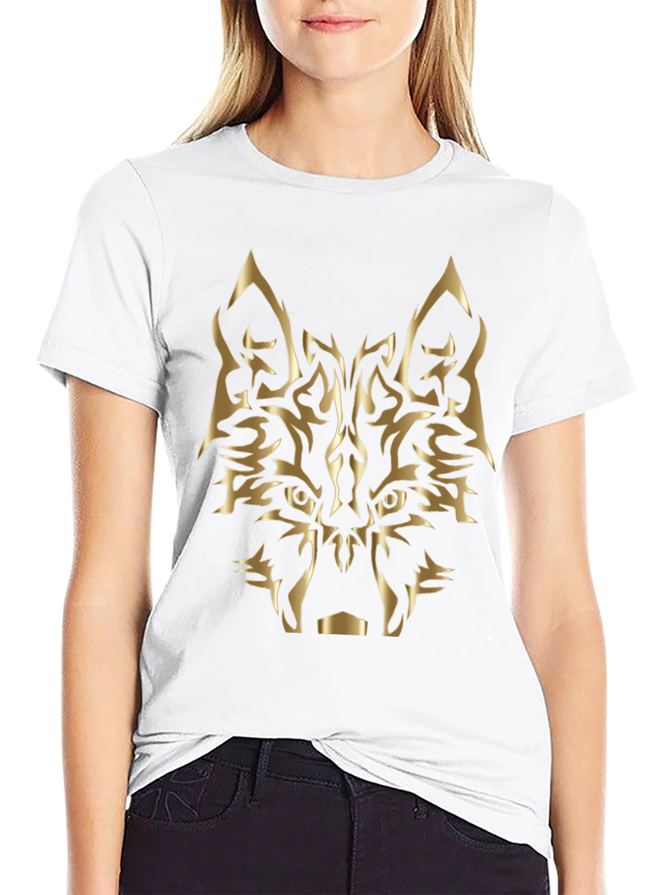 Black Tribal Wolf Graphic Tee - Black view 9
