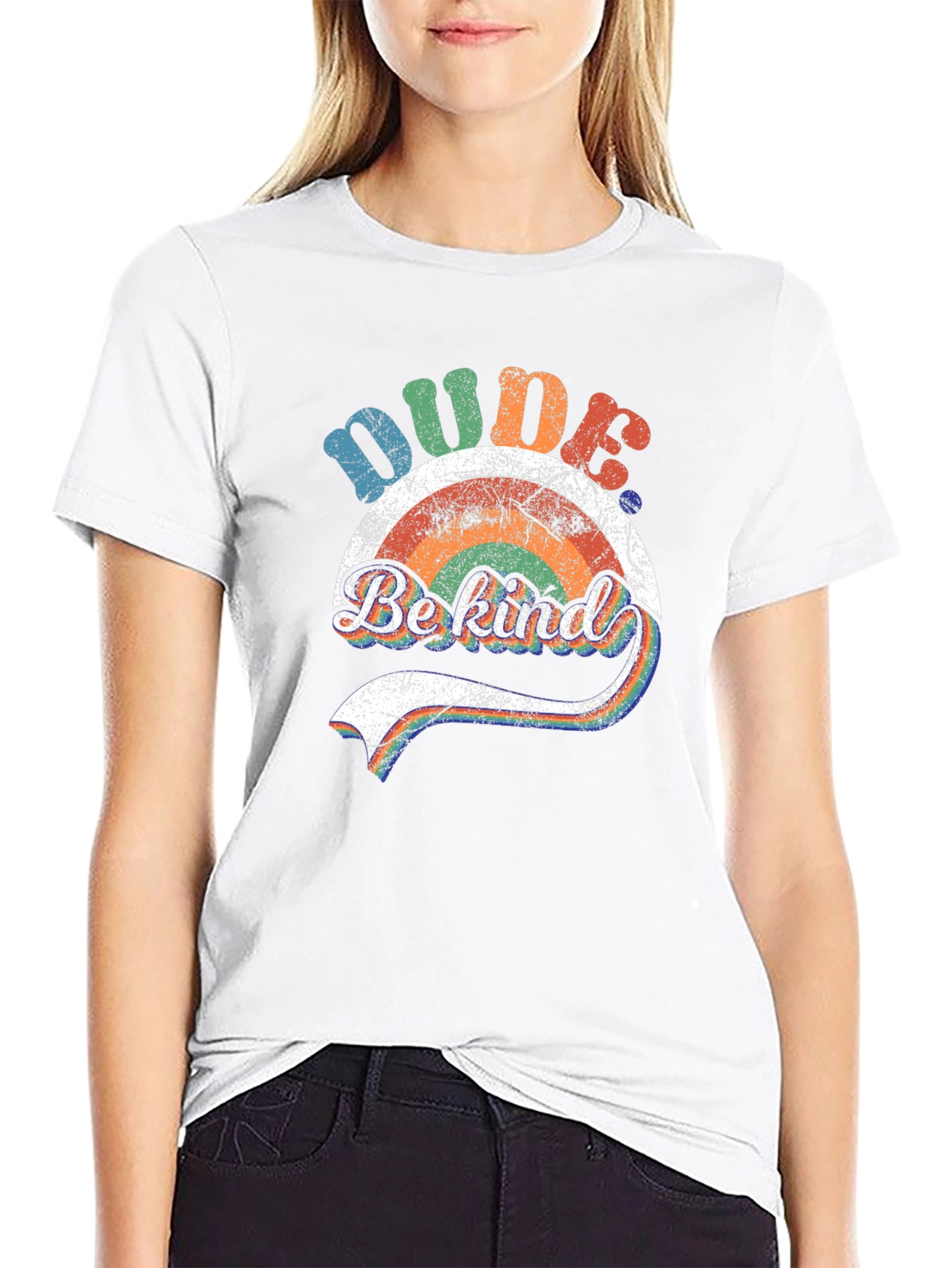 Black Dude Be Kind Rainbow Graphic T-Shirt view 9