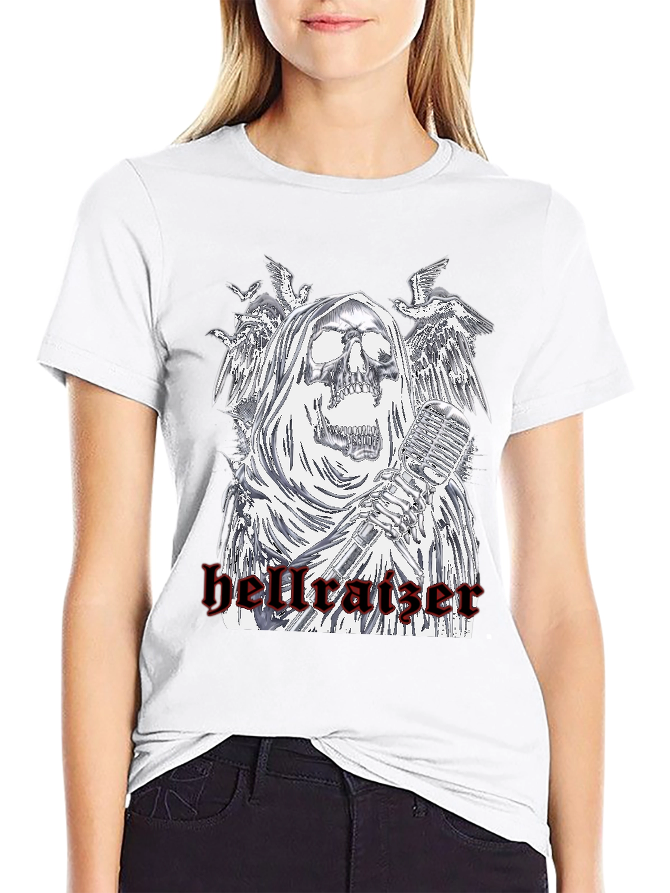 Black Hellraiser Skeleton Graphic T-Shirt - Black view 9