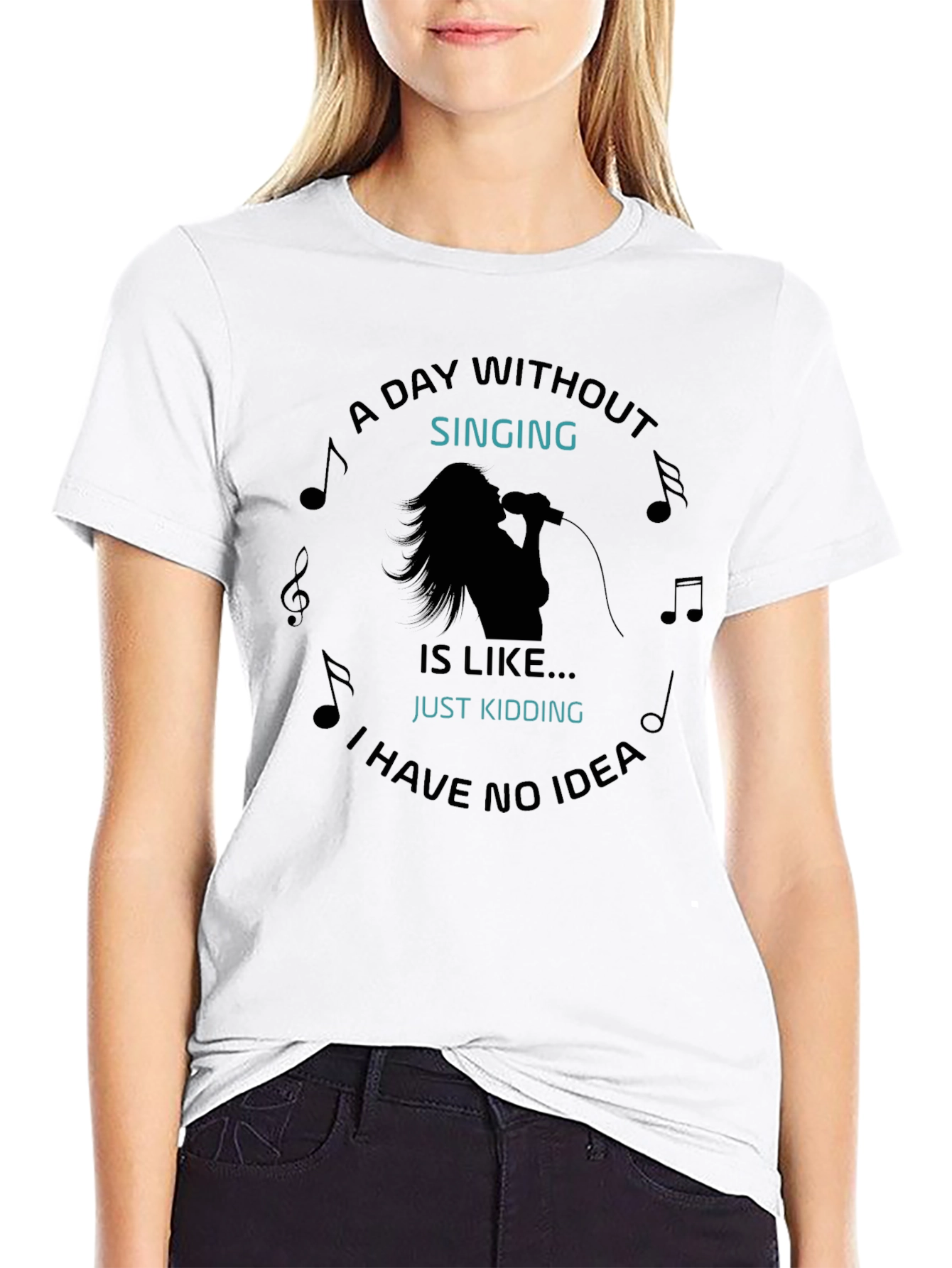 Black Singing Humor Graphic Tee - A Day Without Singing T-Shirt view 9
