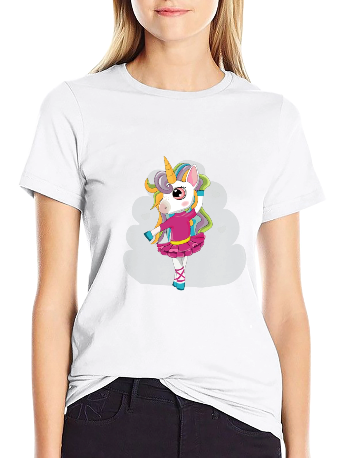 Black Unicorn Ballerina Black T-Shirt view 9