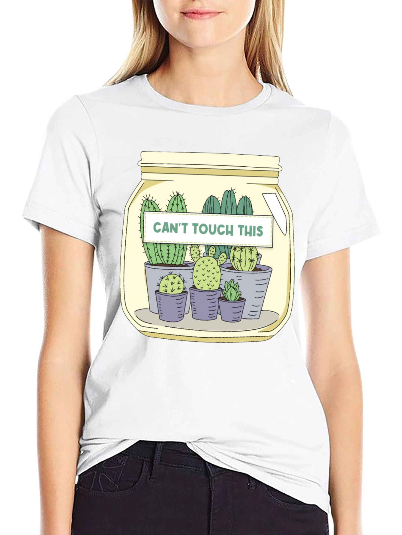 Black Cactus Crew T-Shirt - "Can't Touch This" Graphic Tee view 9