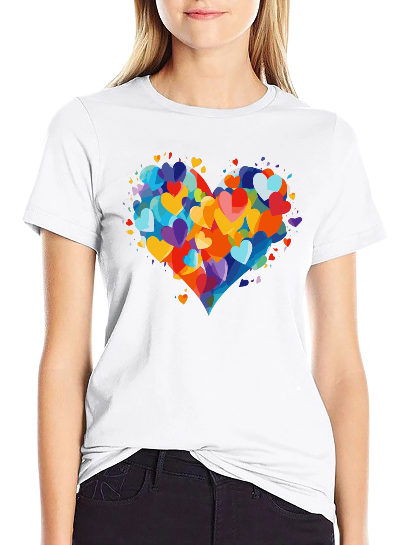 Black Heart Burst T-Shirt - Colorful Love Design view 9