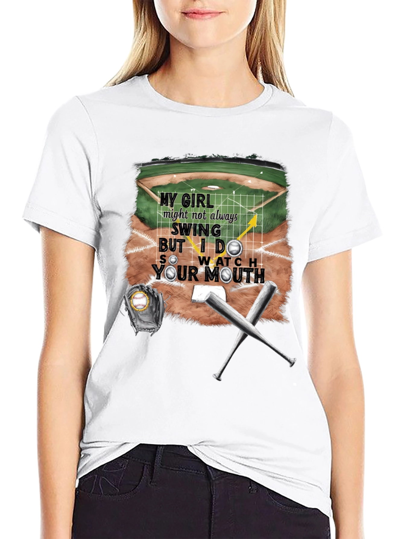 Black My Girl Baseball T-Shirt - Watch Your Mouth! view 9