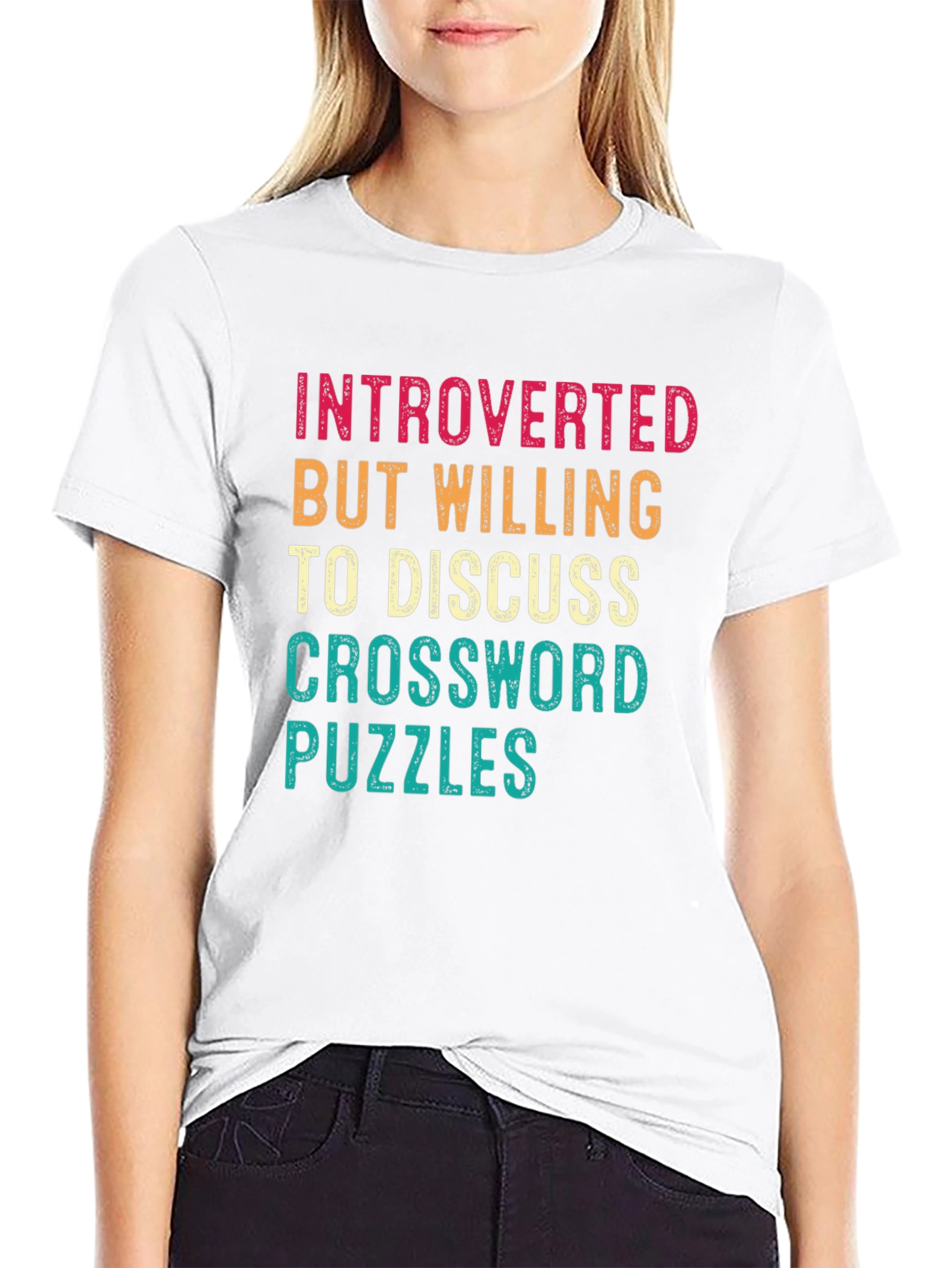 Black Introverted Crossword Puzzles Graphic Tee view 9