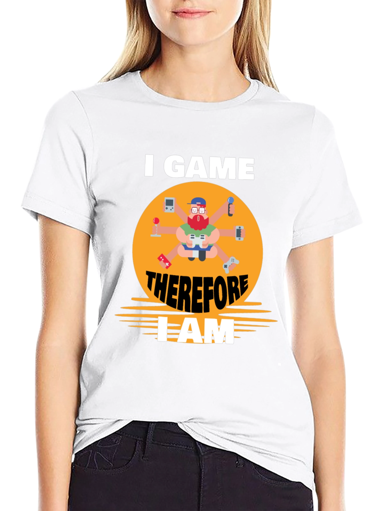 Black I Game Therefore I Am Gamer T-Shirt view 9