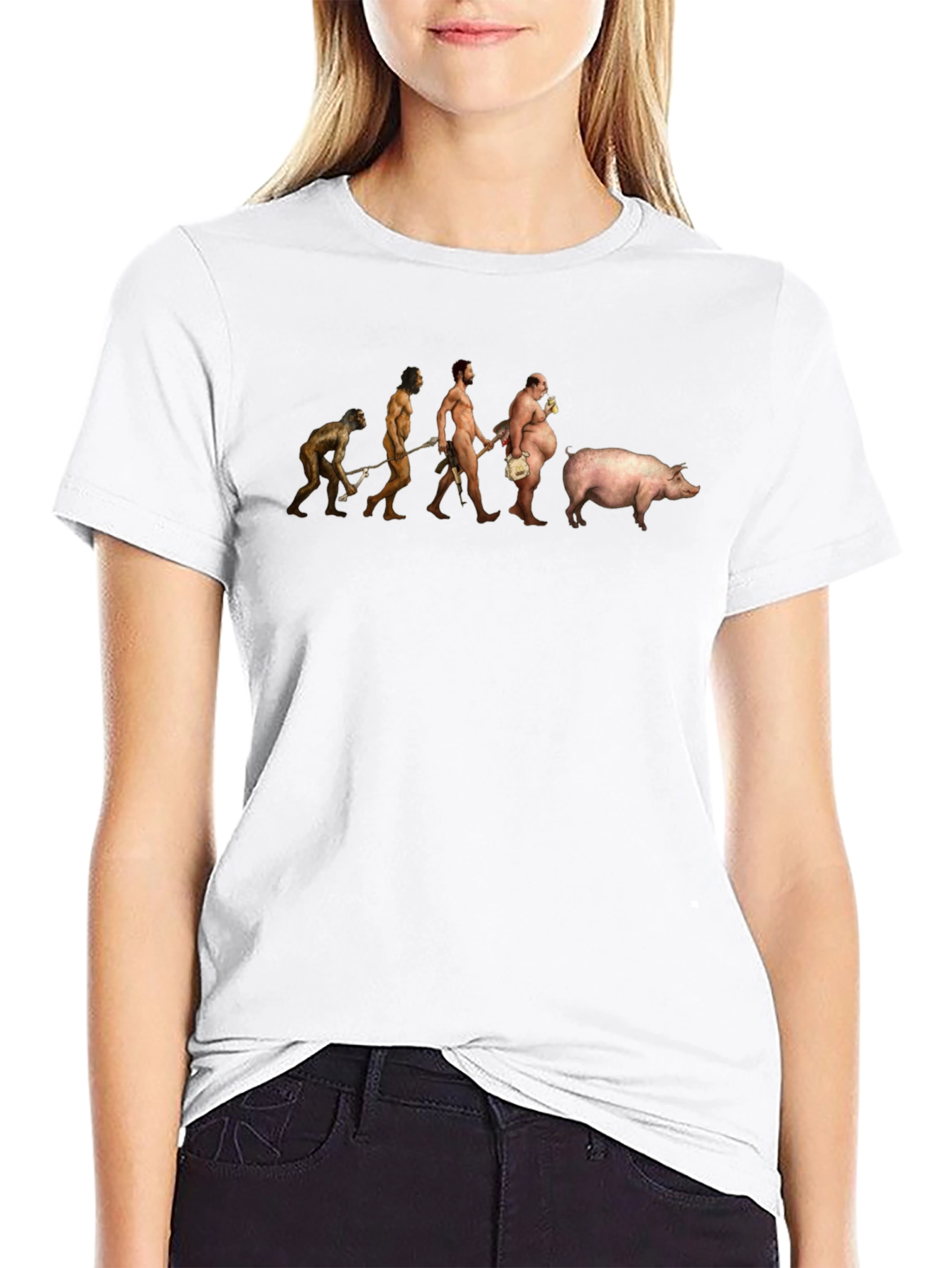 Black Evolution of Pig T-Shirt view 9