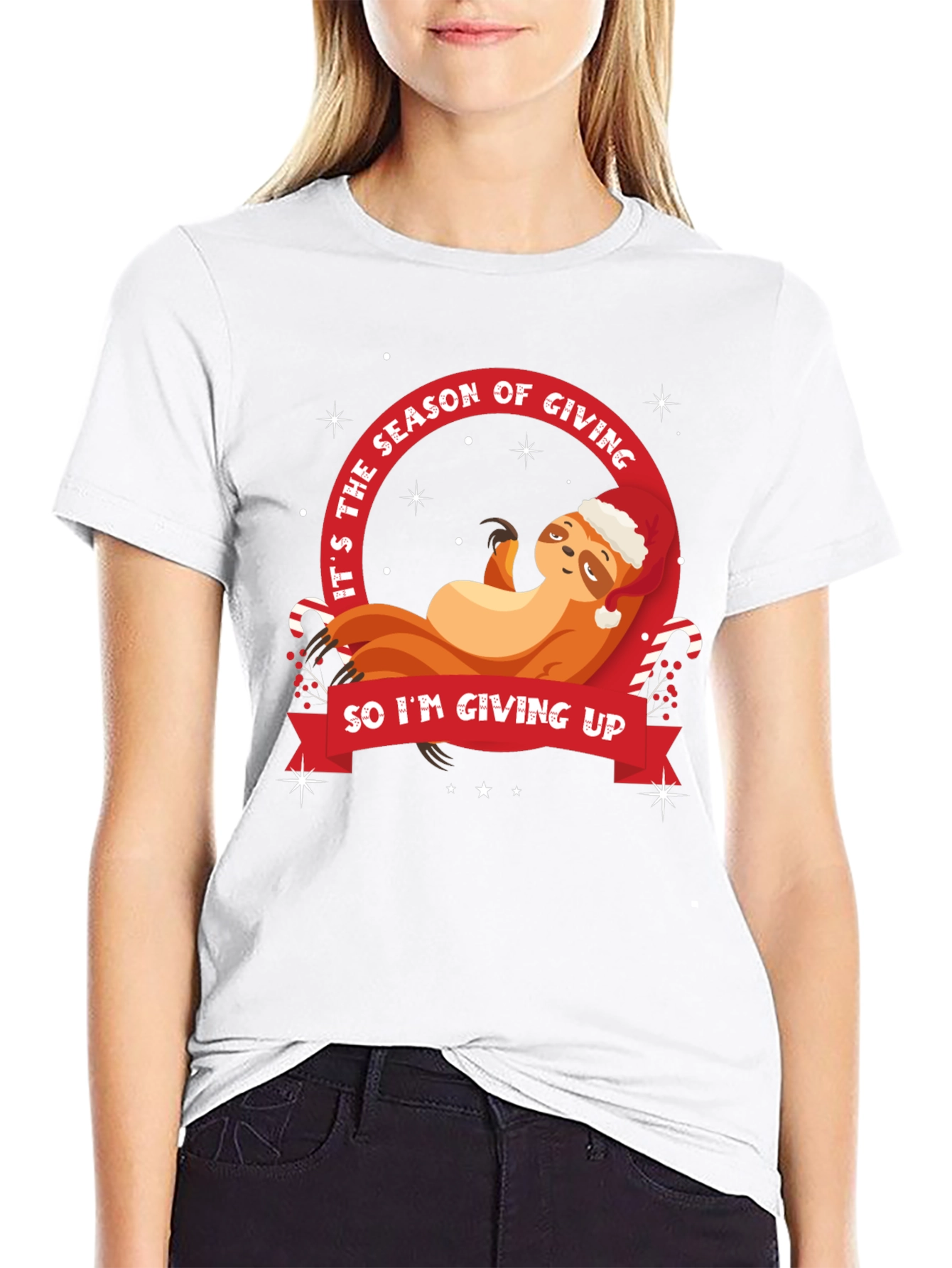 Black Funny Sloth Christmas T-Shirt - Season of Giving view 9