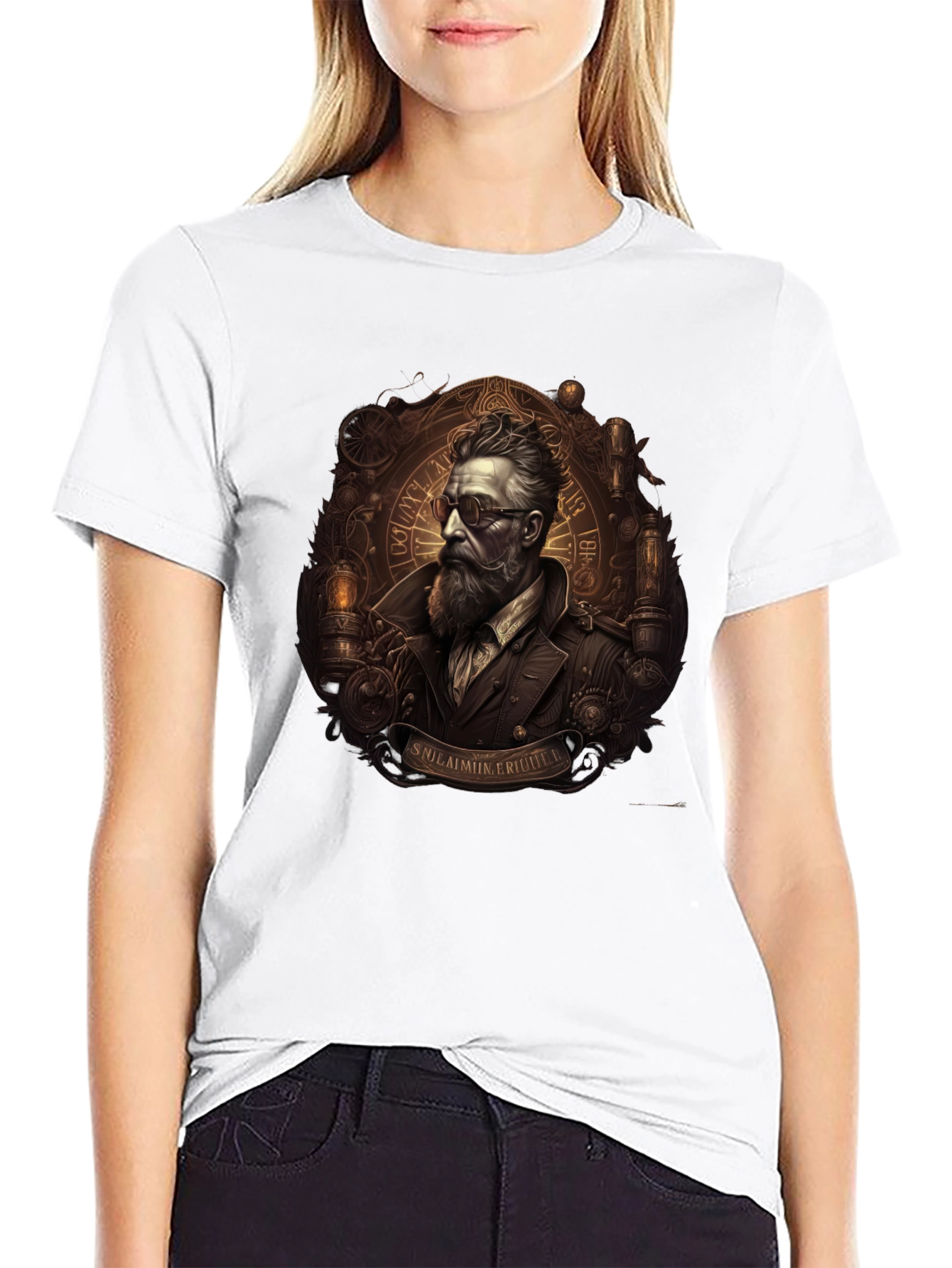 Black Steampunk Gentleman Graphic Tee - Unique Design view 9