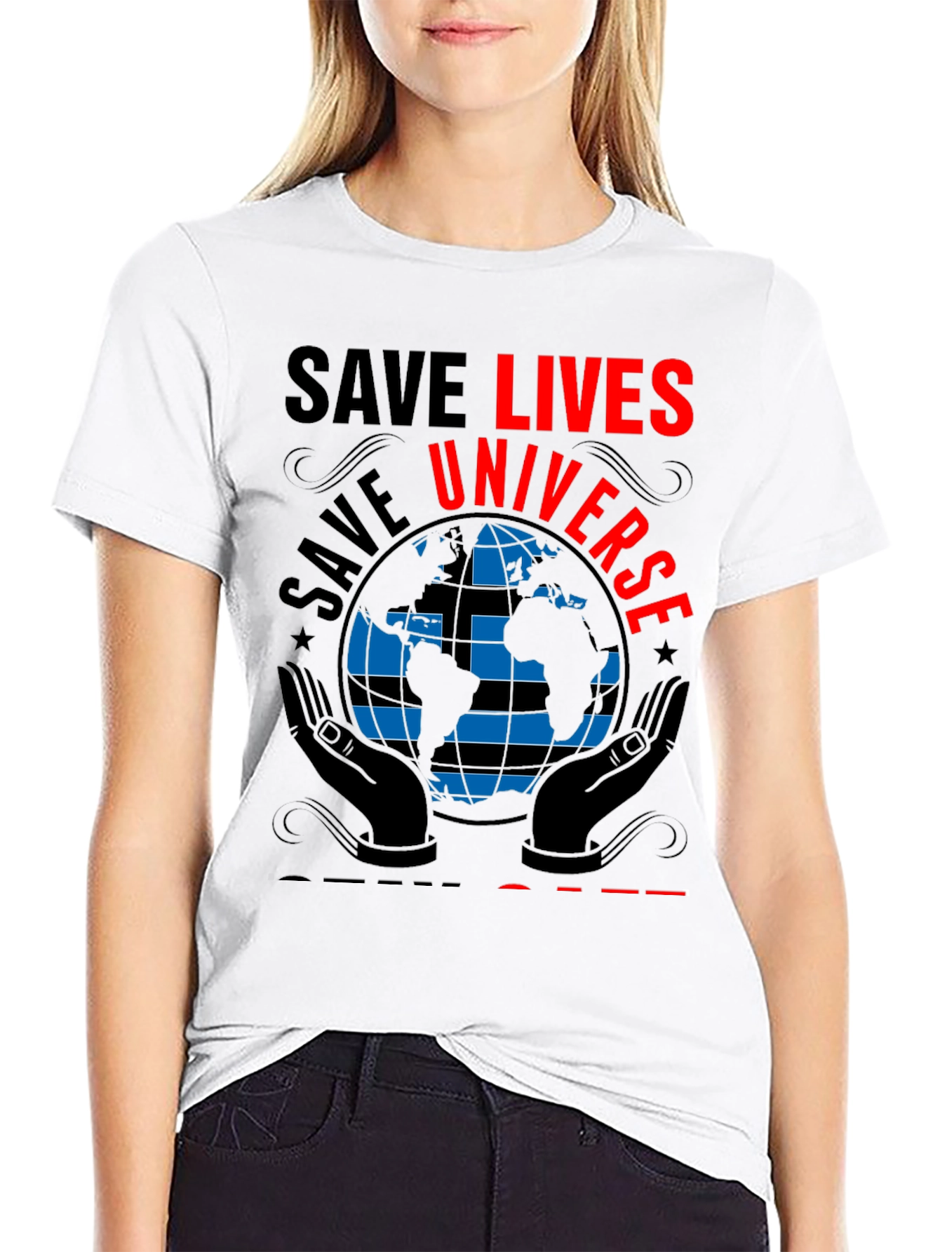 Black Save Lives Save Universe Graphic T-Shirt view 9