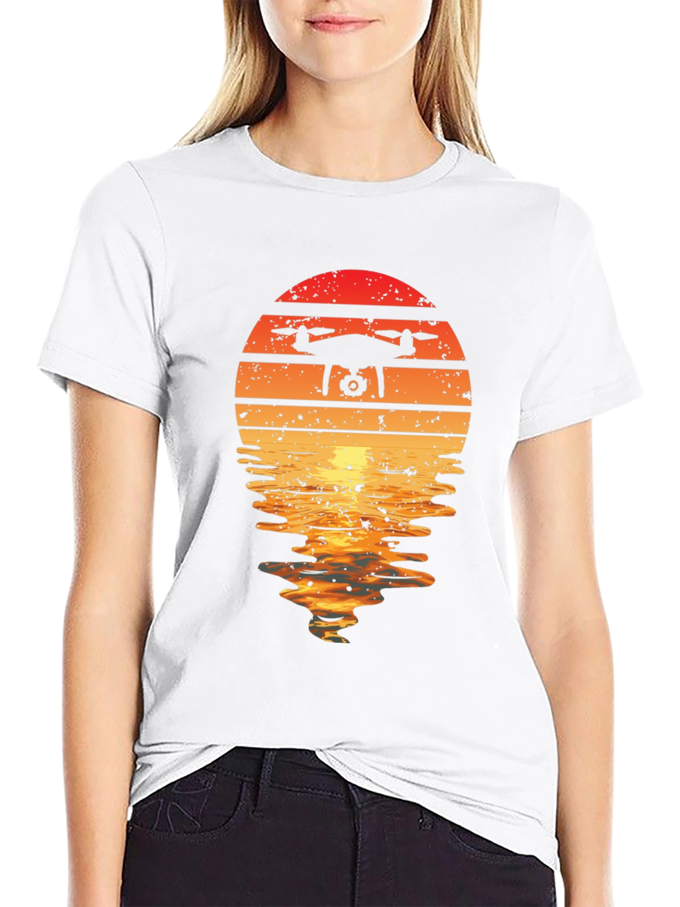 Black Drone Sunset Graphic Tee -  Unique Design view 9