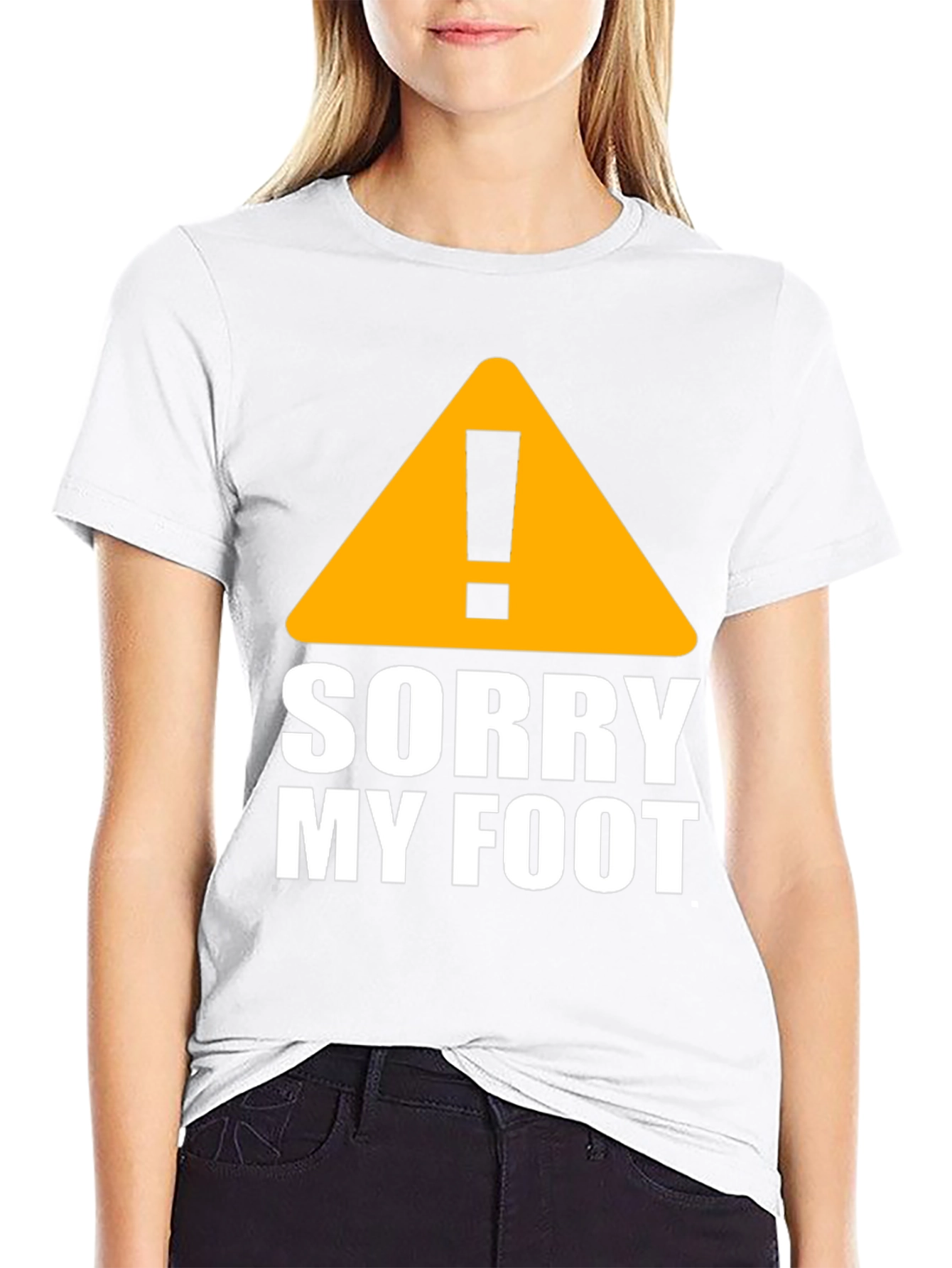 Black Funny Sorry My Foot Graphic Novelty T-Shirt view 9
