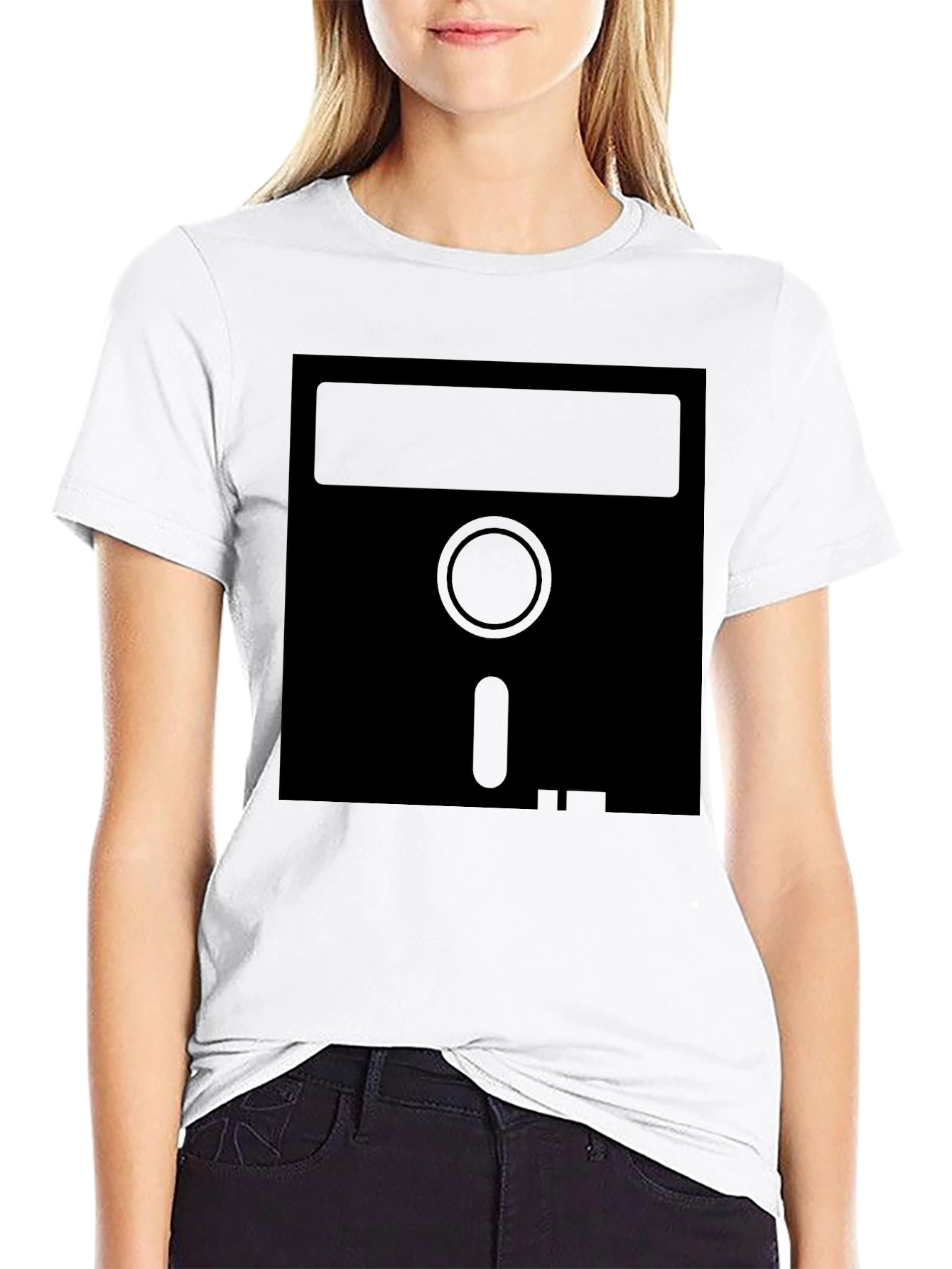 Black Retro Floppy Disk T-Shirt - Vintage Tech Style view 9