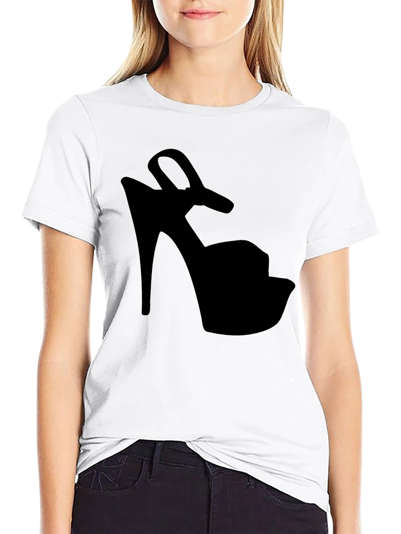 Black High Heel Graphic Black T-Shirt view 9