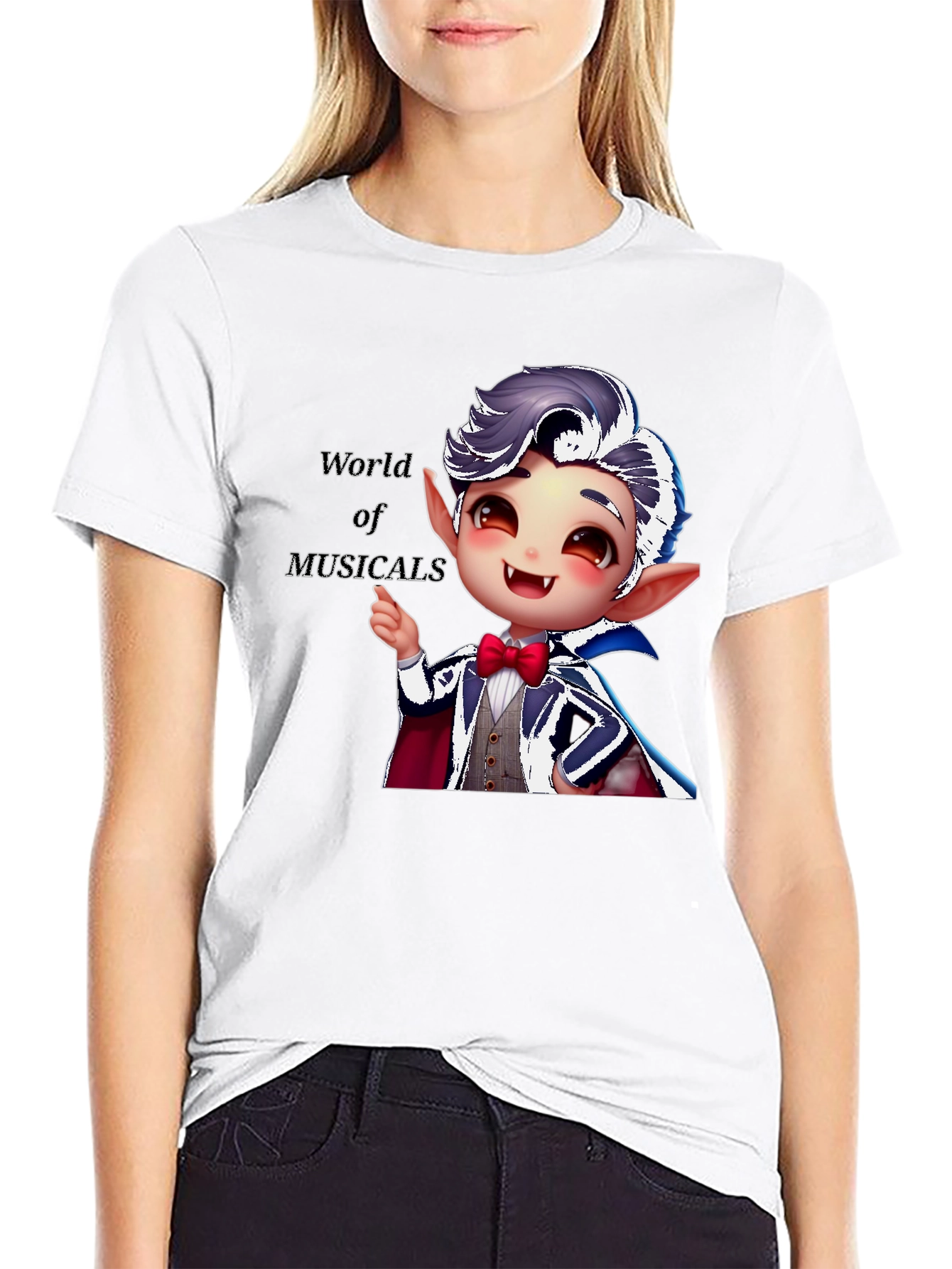 Black Musical Vampire Graphic Tee - Black Cotton Blend view 9