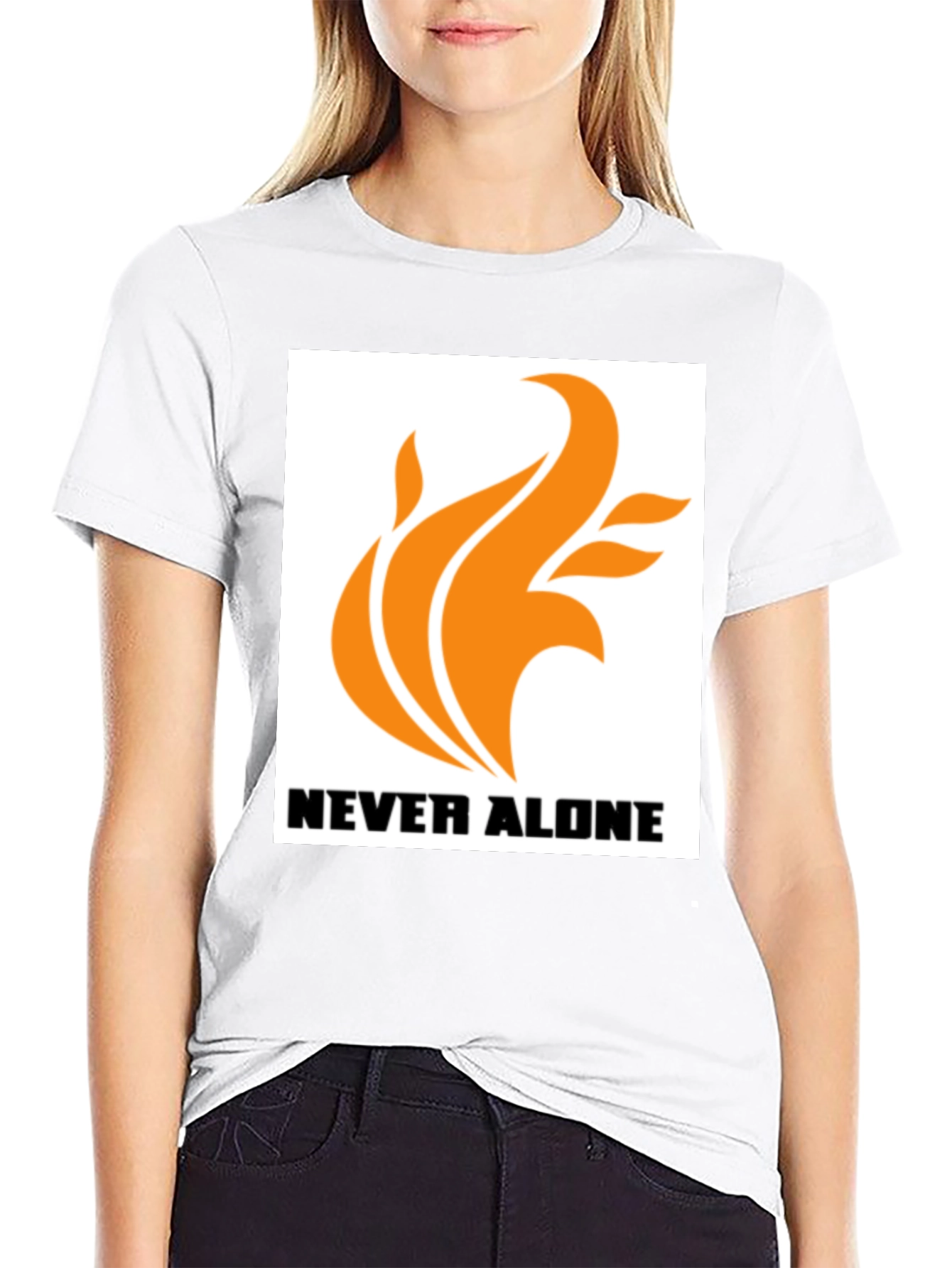 Black Never Alone Graphic Black T-Shirt view 9