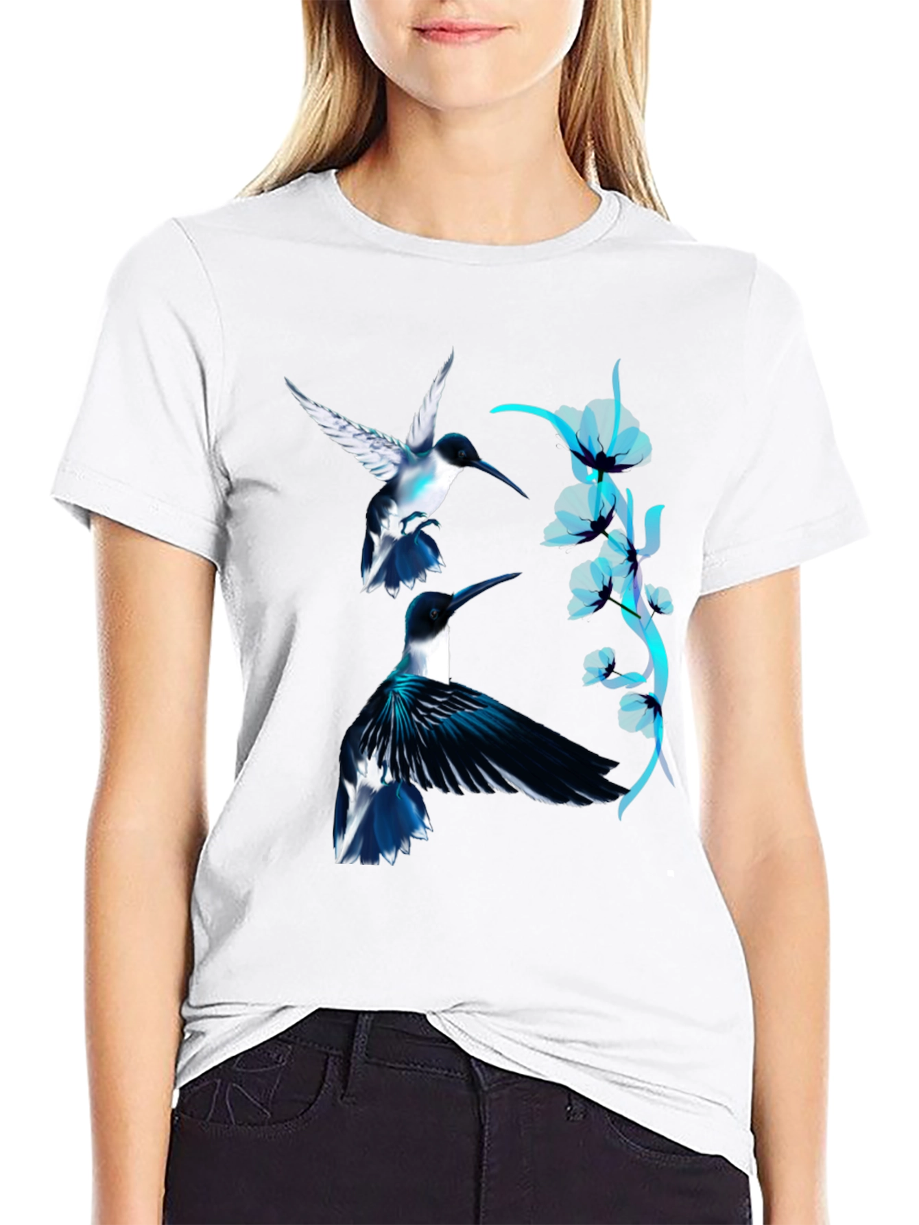 Black Hummingbird Graphic Black Tee view 9