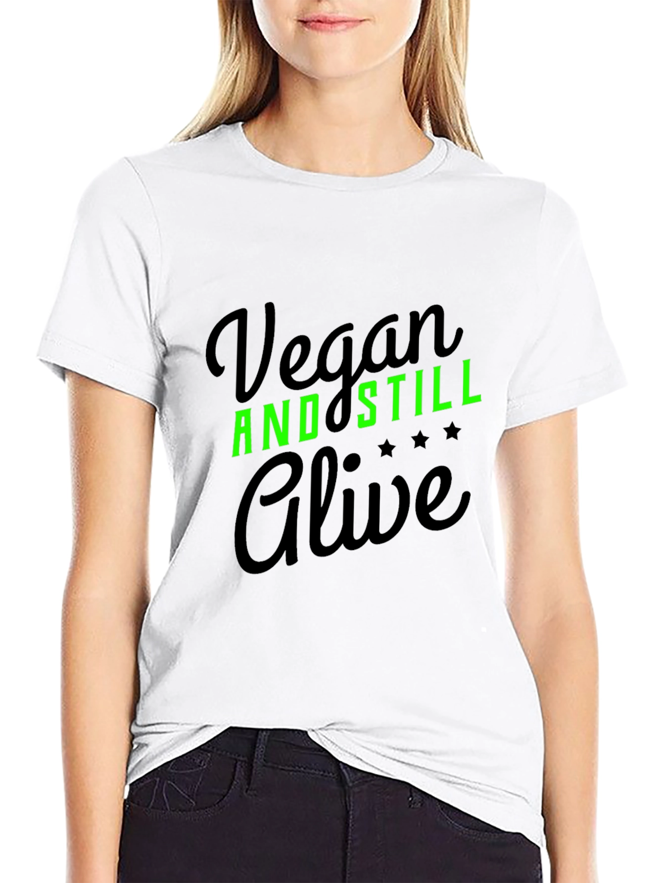 Black Vegan And Still Alive Graphic T-Shirt view 9