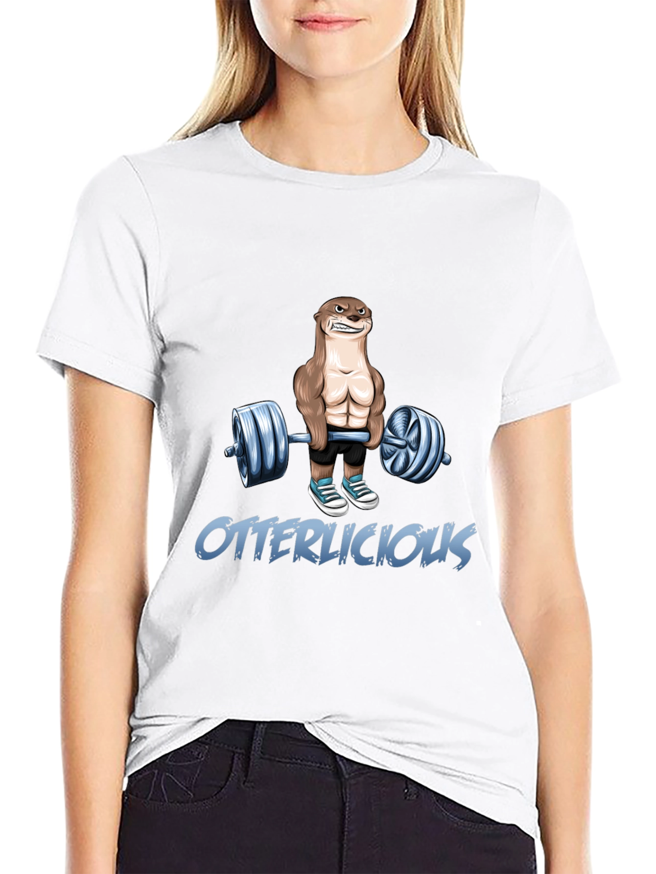 Black Otterlicious Workout T-Shirt - Funny Fitness Tee view 9