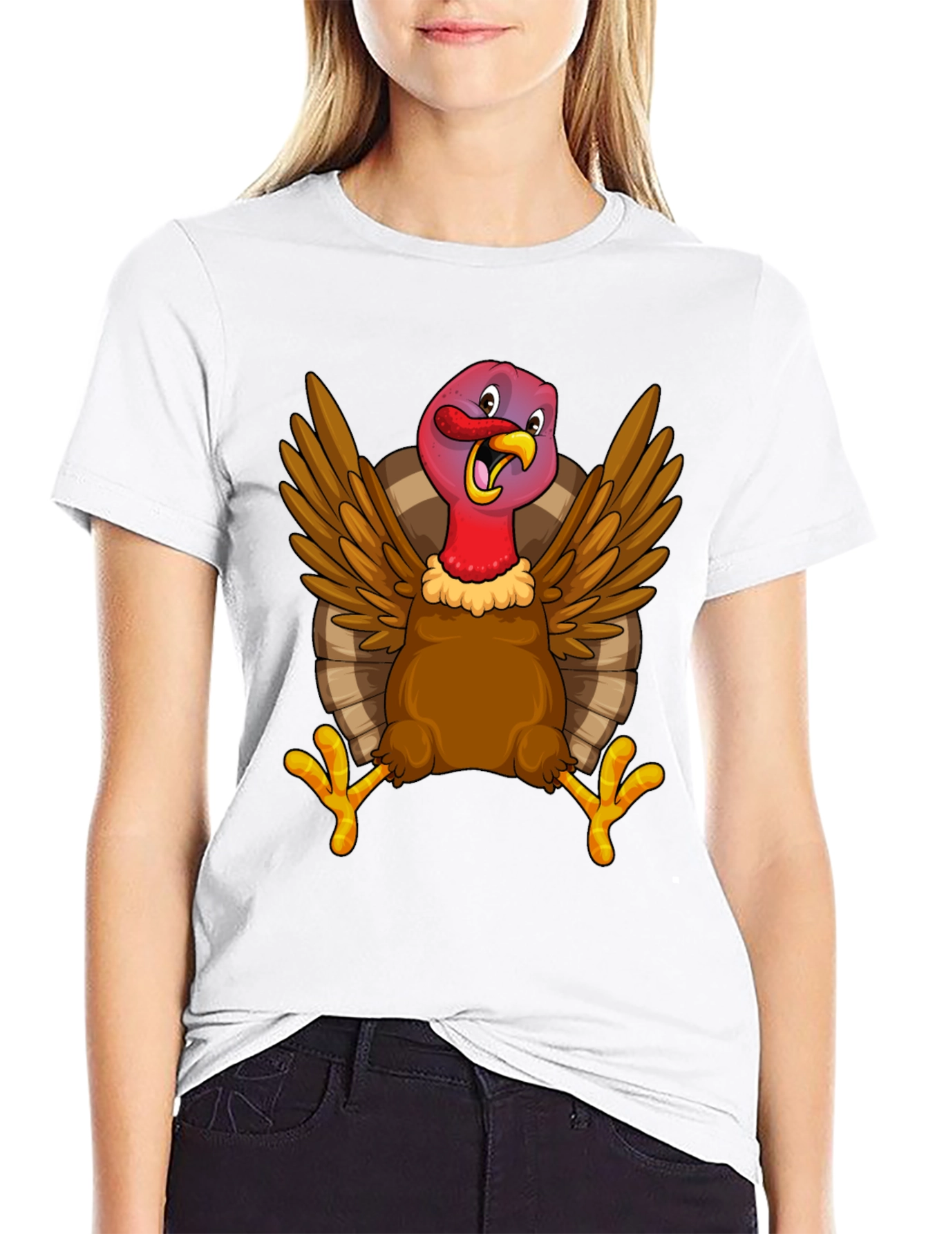 Black Funny Turkey Graphic Tee - Thanksgiving Holiday T-Shirt view 9