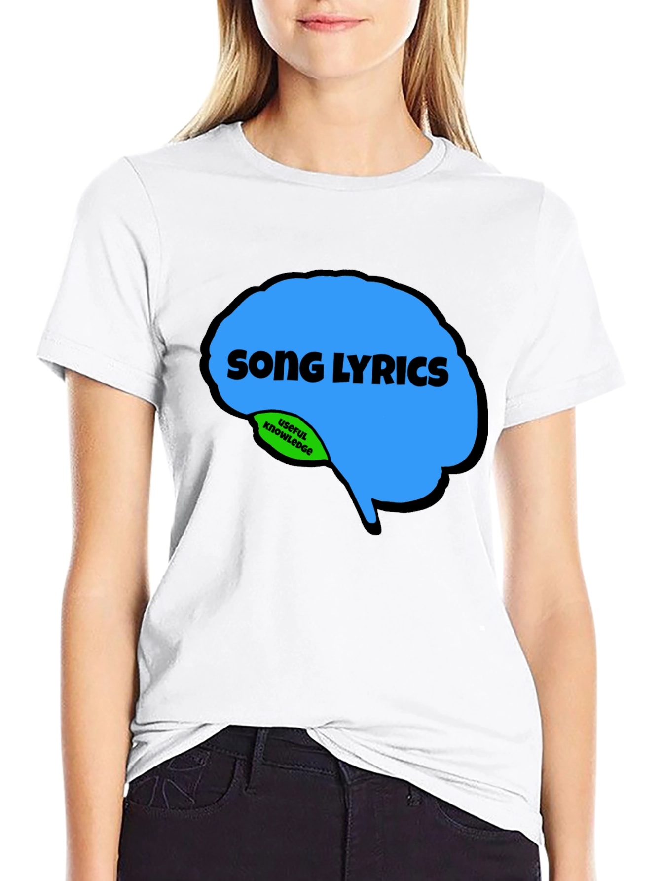 Black Song Lyrics Brain T-Shirt - Funny Music Lover Tee view 9