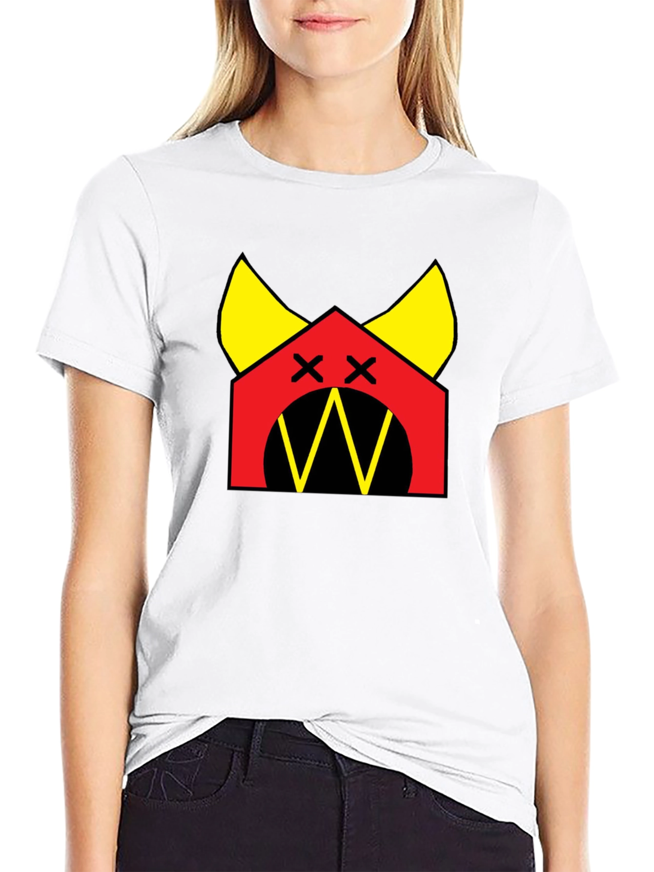Black Graphic Tee: Red House with Yellow Accents Black T-Shirt view 9