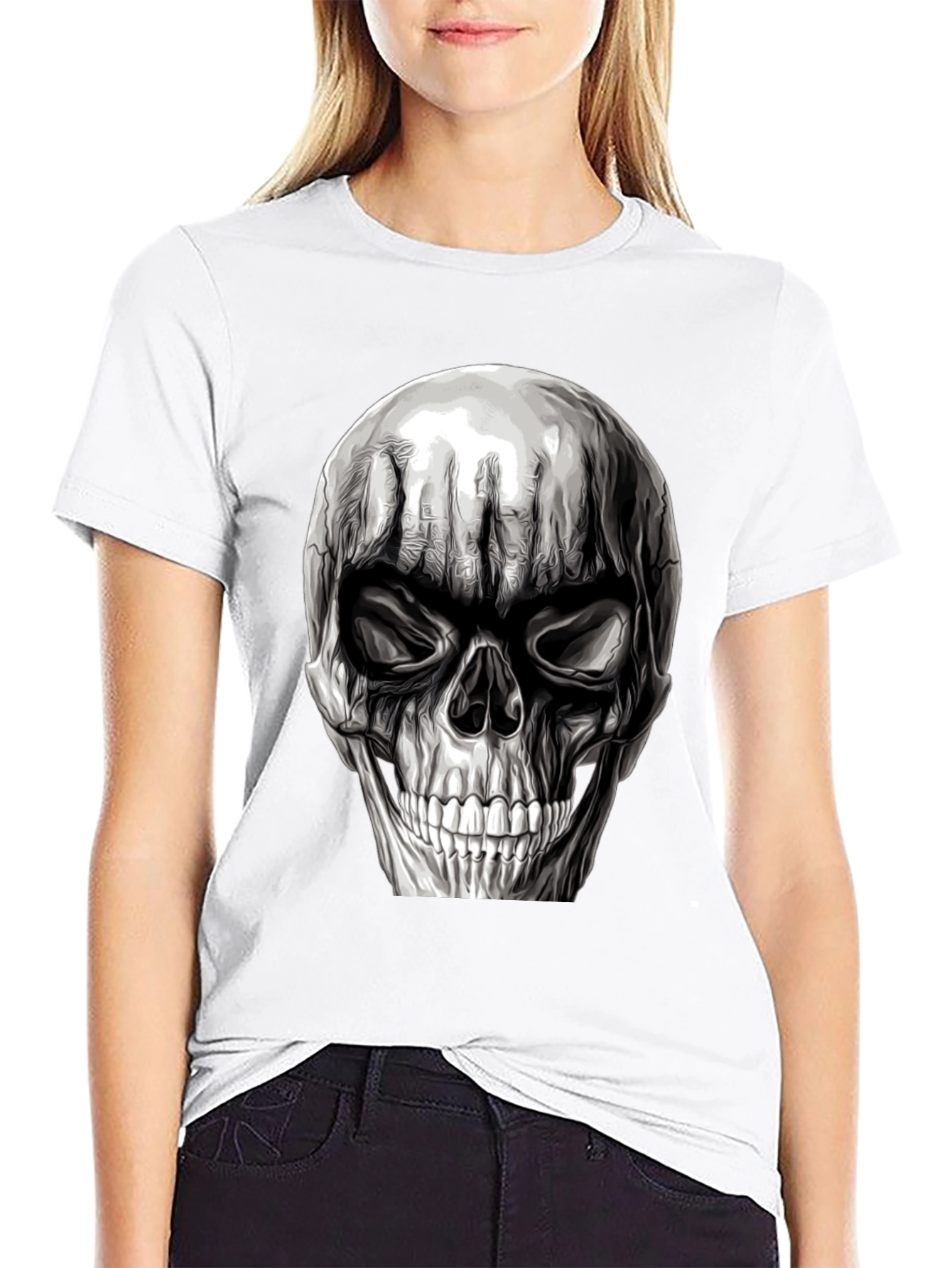 Black Skull Graphic T-Shirt - Men's Black Tee view 9