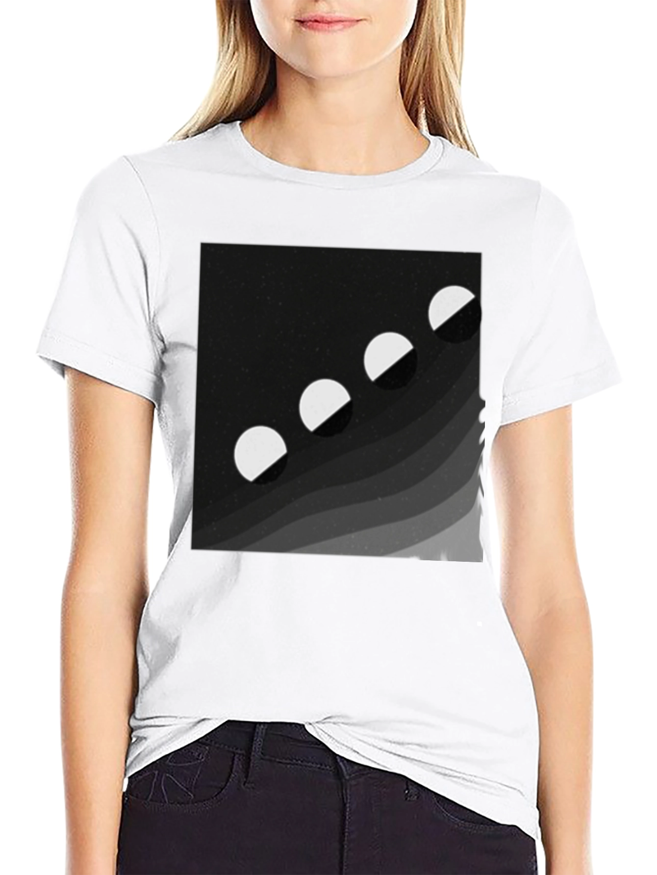 Black Lunar Phase Graphic Tee - Black Cotton Comfort view 9