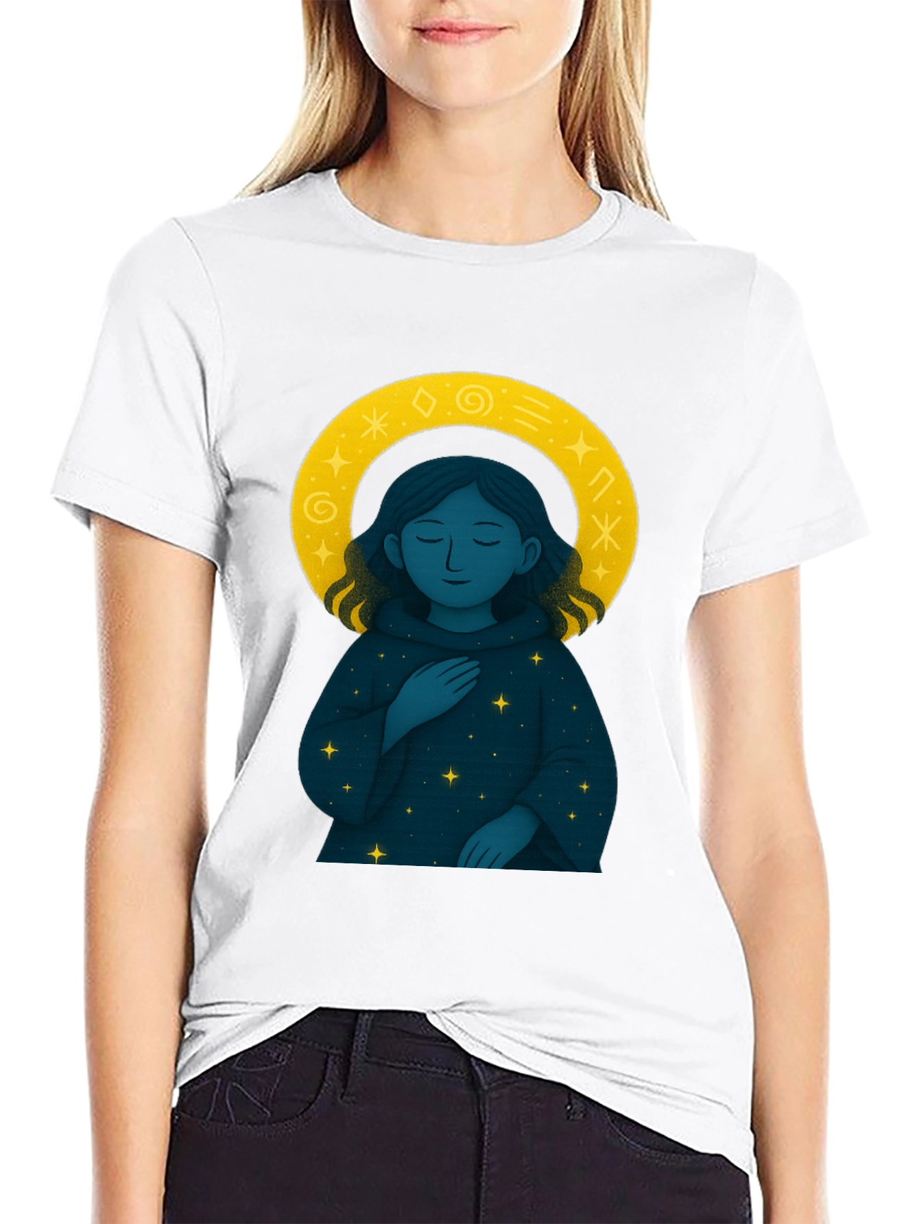Black Celestial Starry Night Graphic Tee - Unisex Black T-Shirt view 9