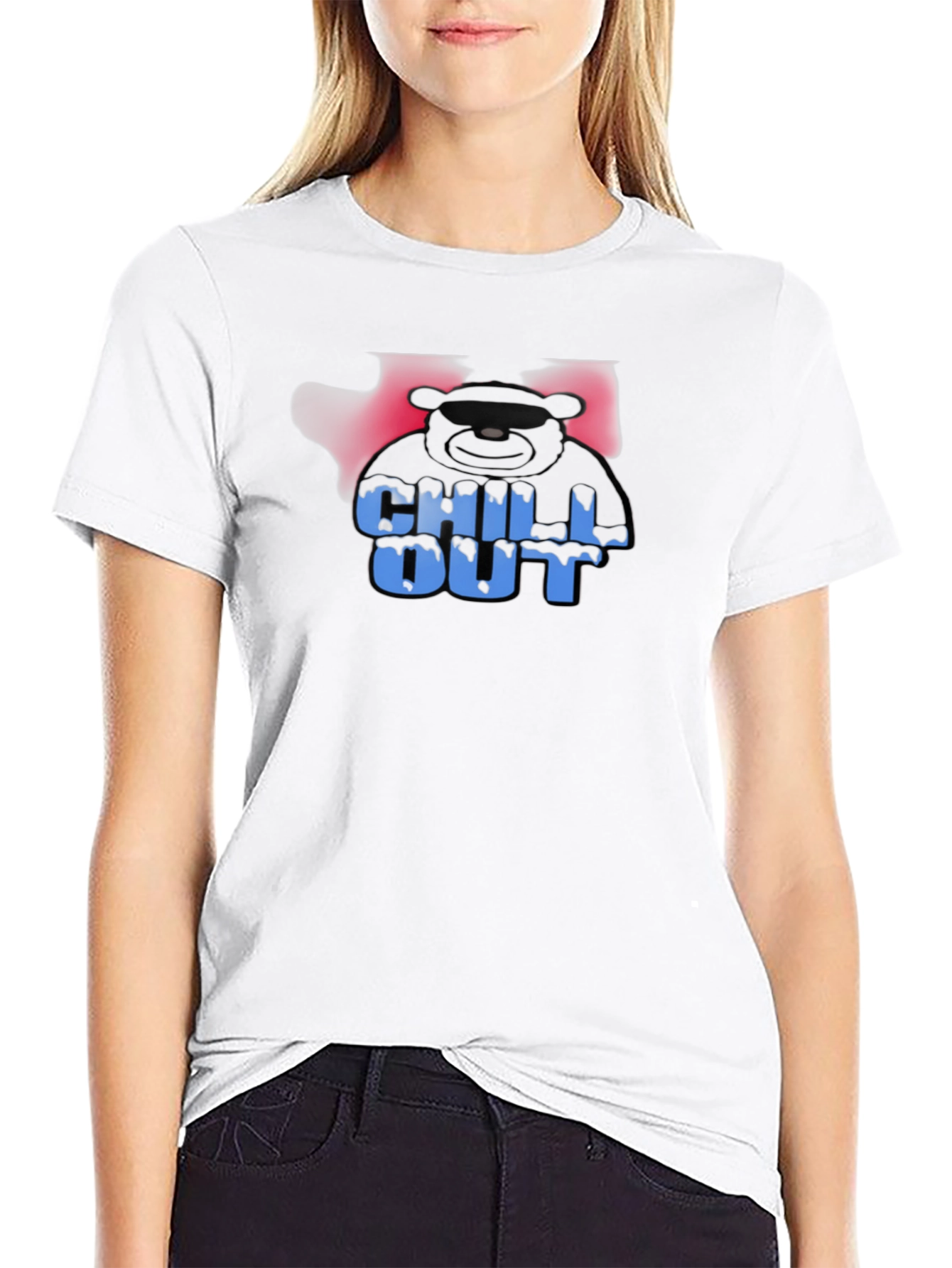 Black Chill Out Bear Graphic Black T-Shirt view 9