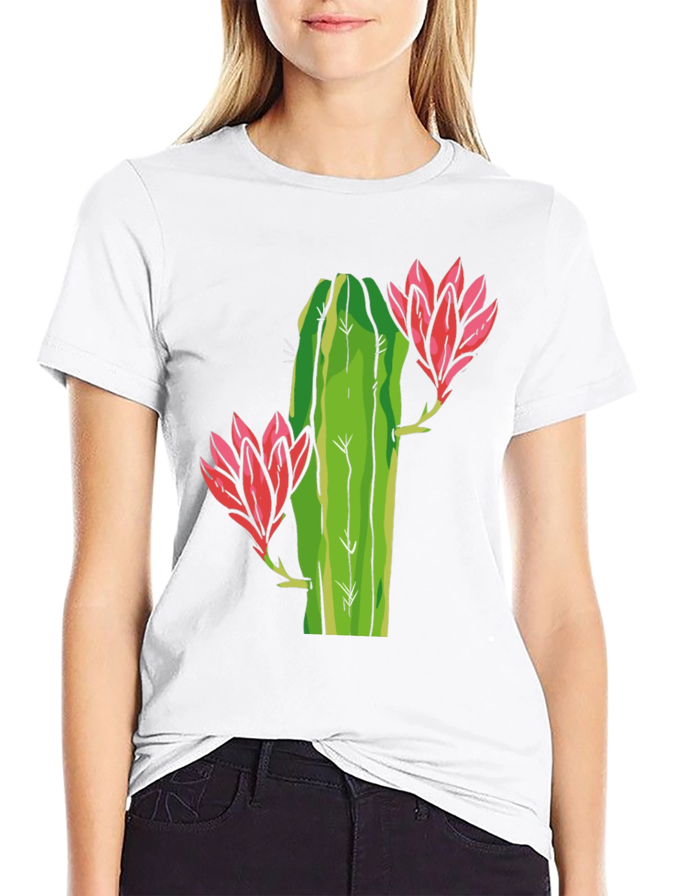 Black Cactus Flower Graphic Tee - Black view 9
