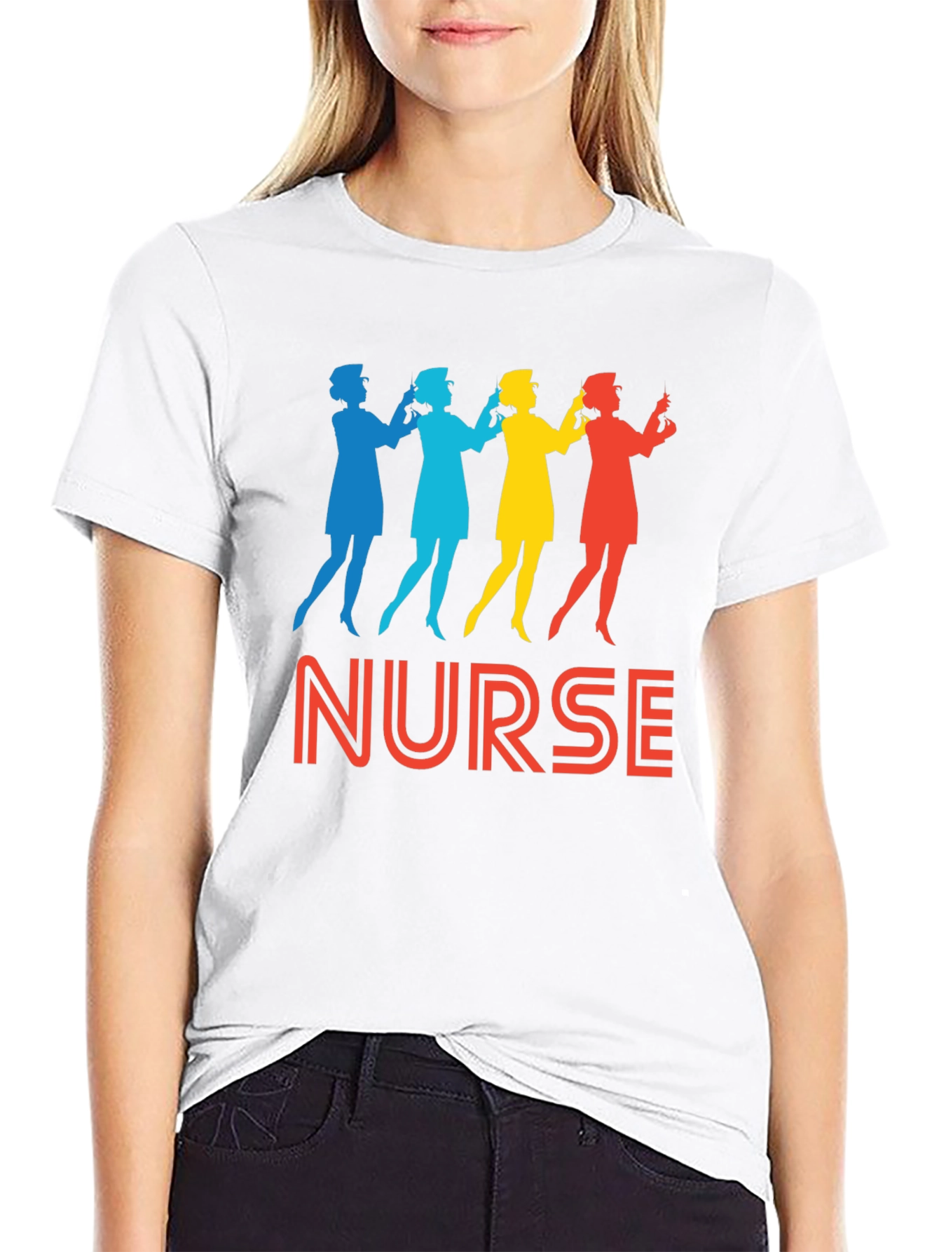 Black Nurse Silhouette Graphic Tee - Retro Style view 9