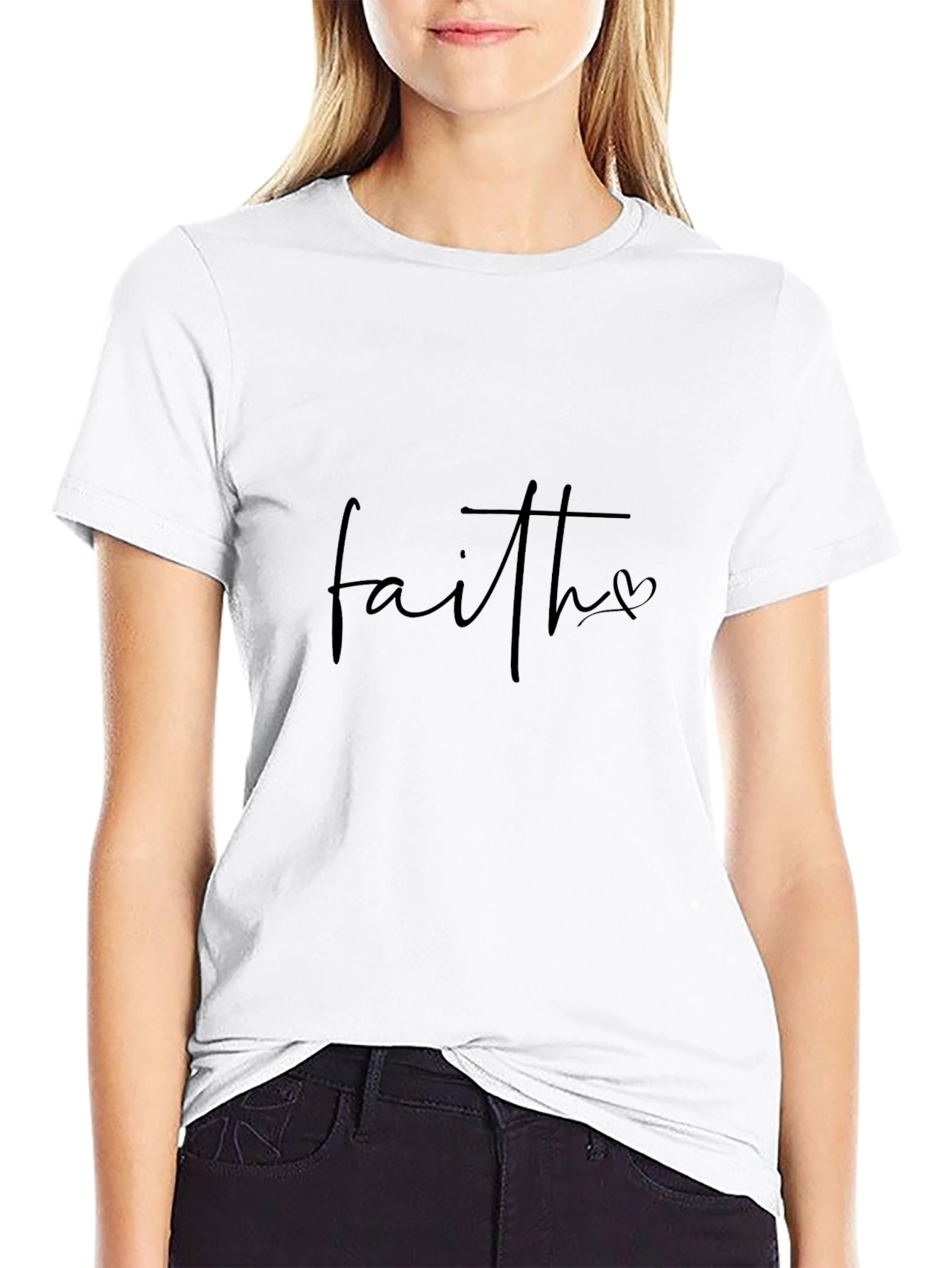 Black Faith Heart T-Shirt - Stylish Christian Apparel view 9